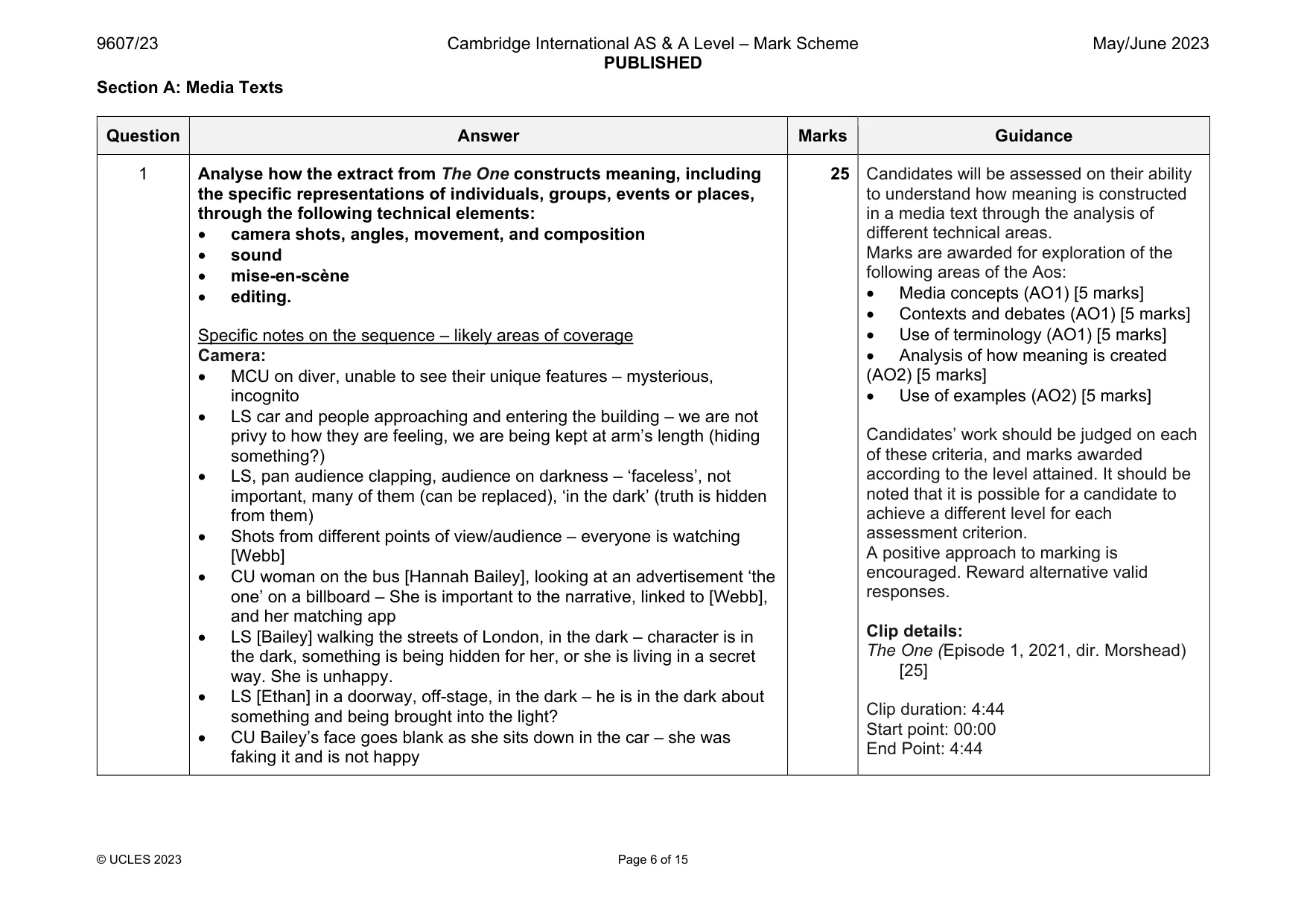 Mark scheme, page 6 of 15