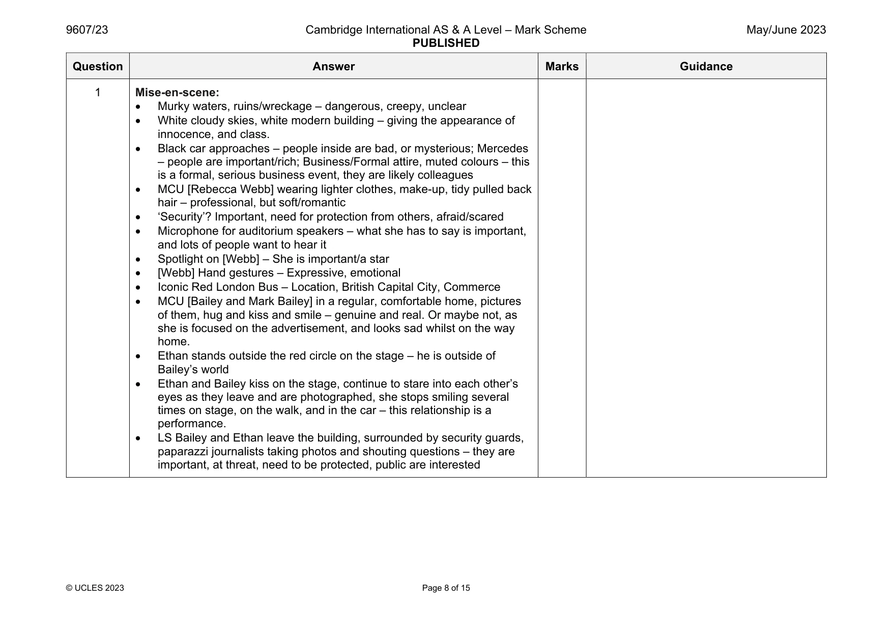 Mark scheme, page 8 of 15