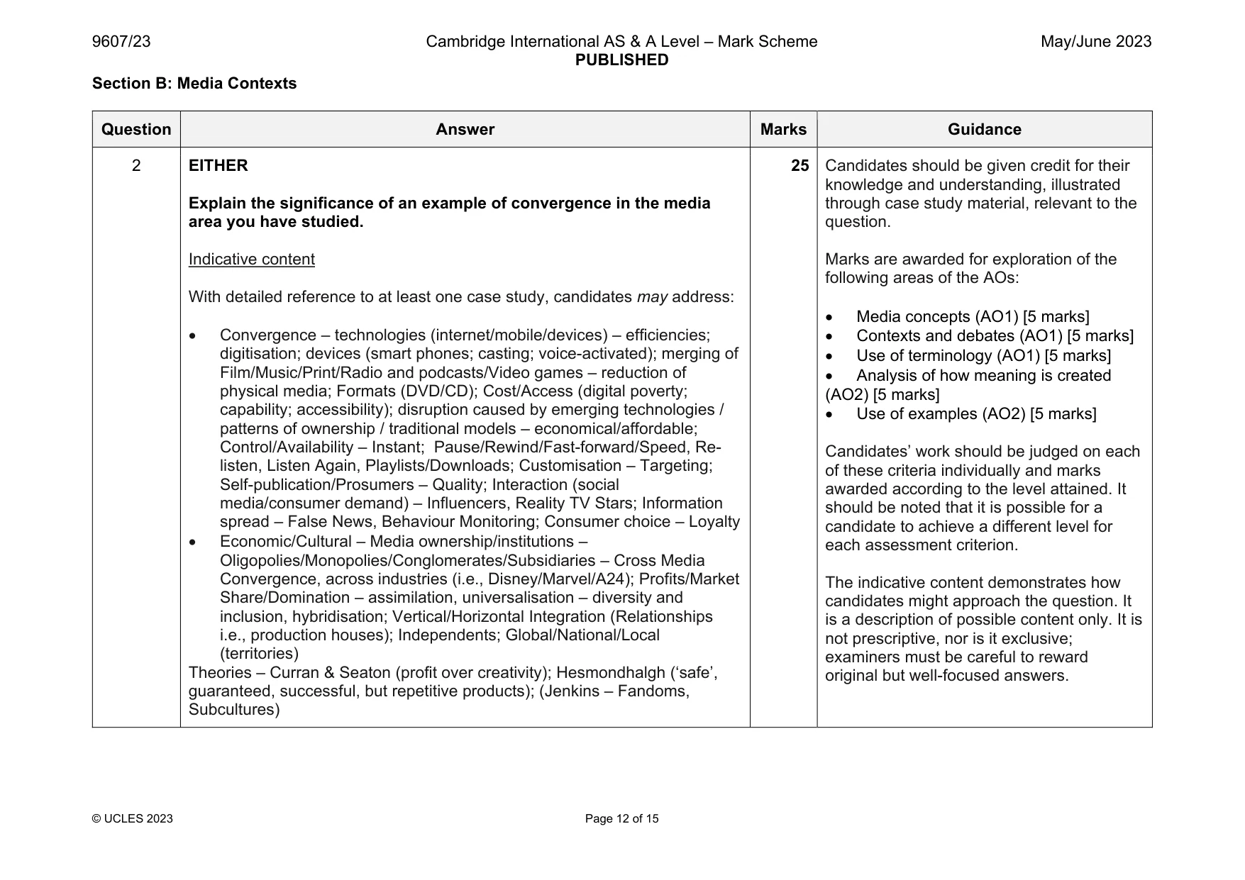 Mark scheme, page 12 of 15