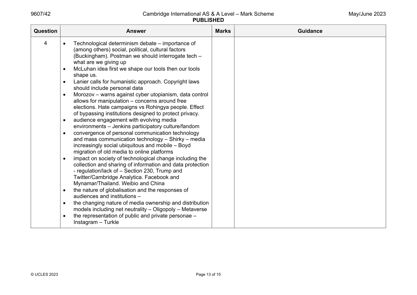 Mark scheme, page 13 of 15