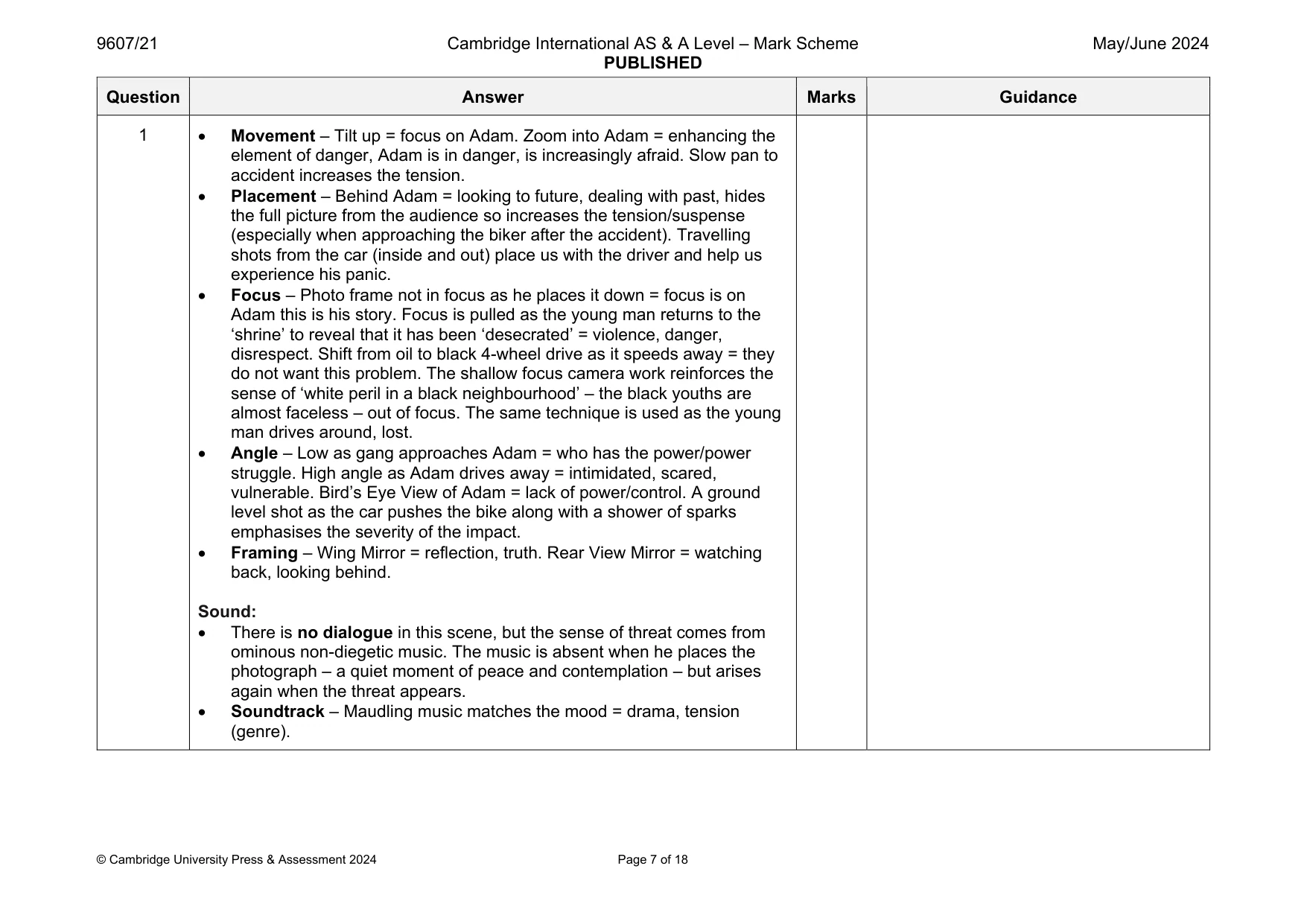 Mark scheme, page 7 of 18