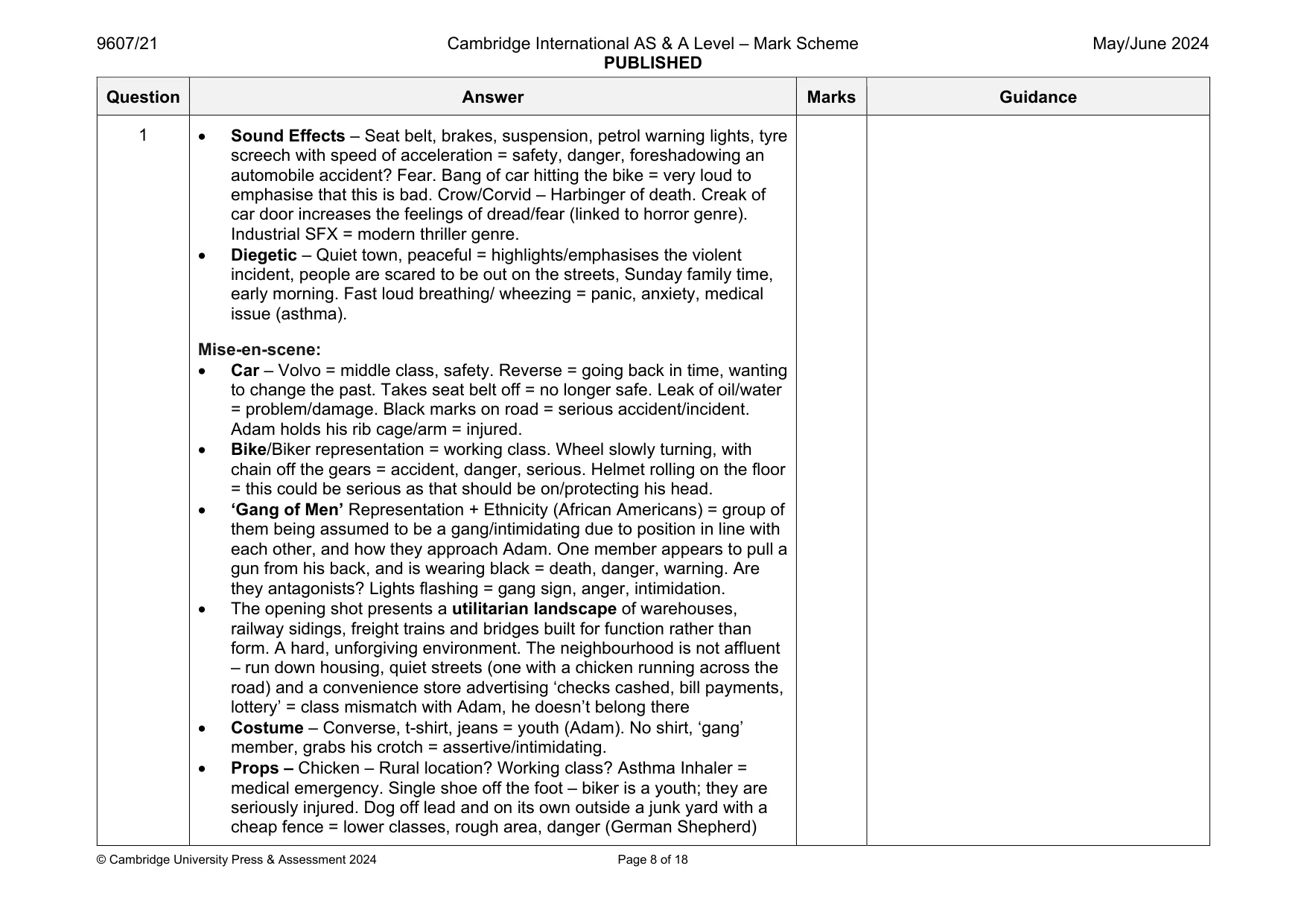 Mark scheme, page 8 of 18