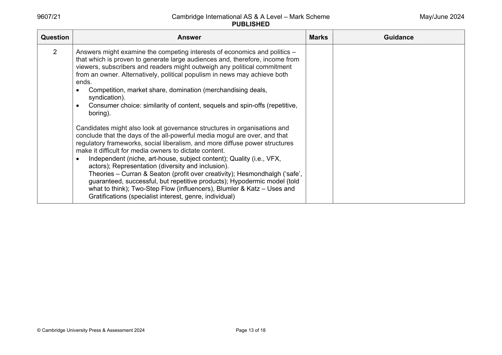 Mark scheme, page 13 of 18
