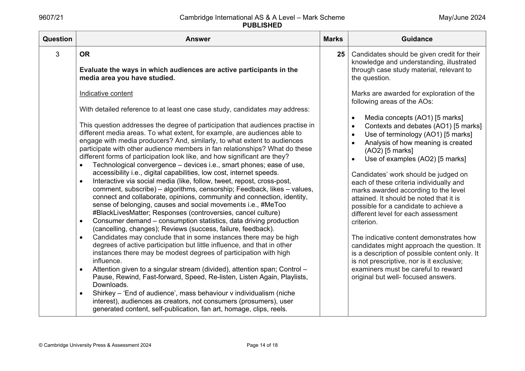 Mark scheme, page 14 of 18