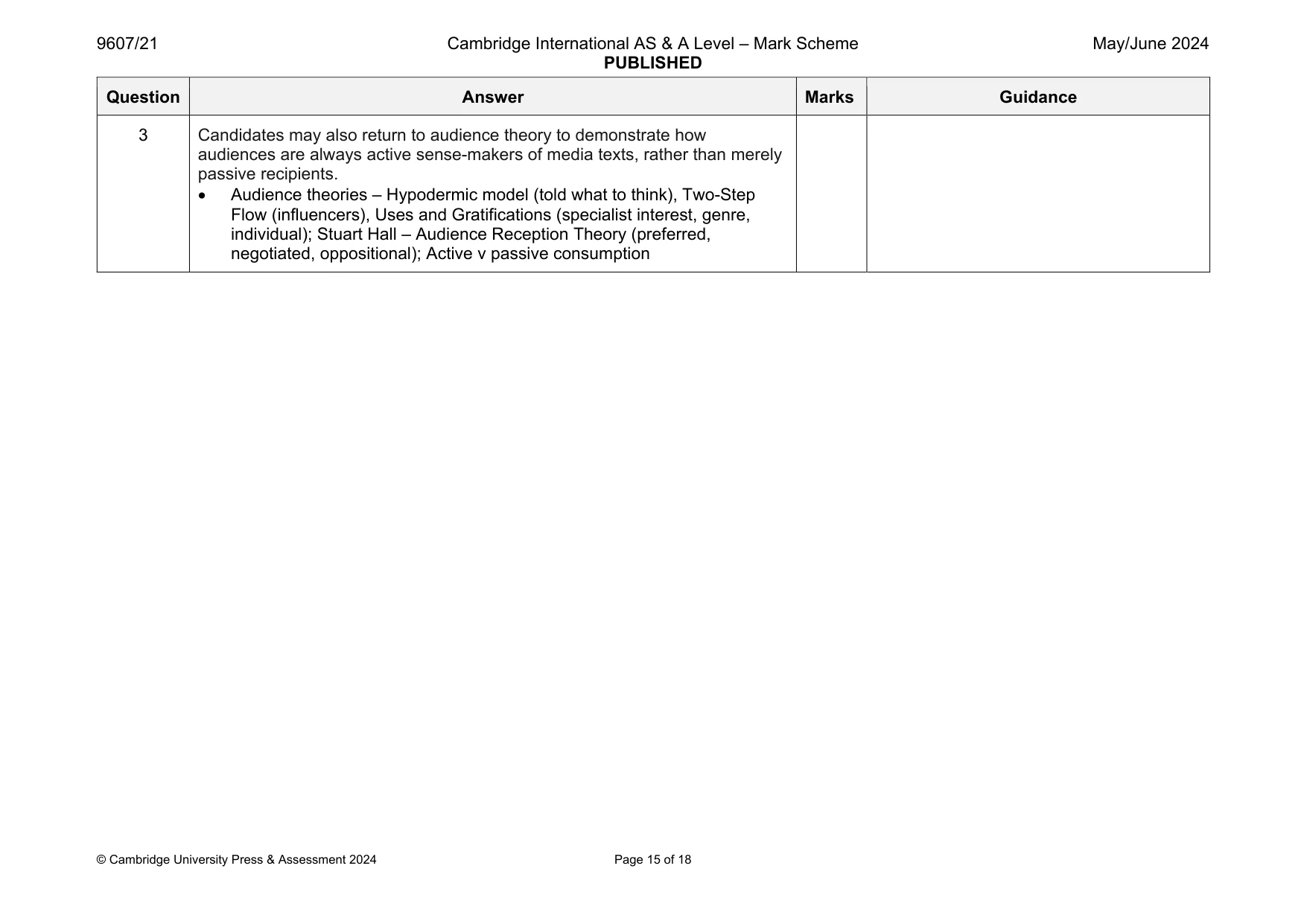 Mark scheme, page 15 of 18