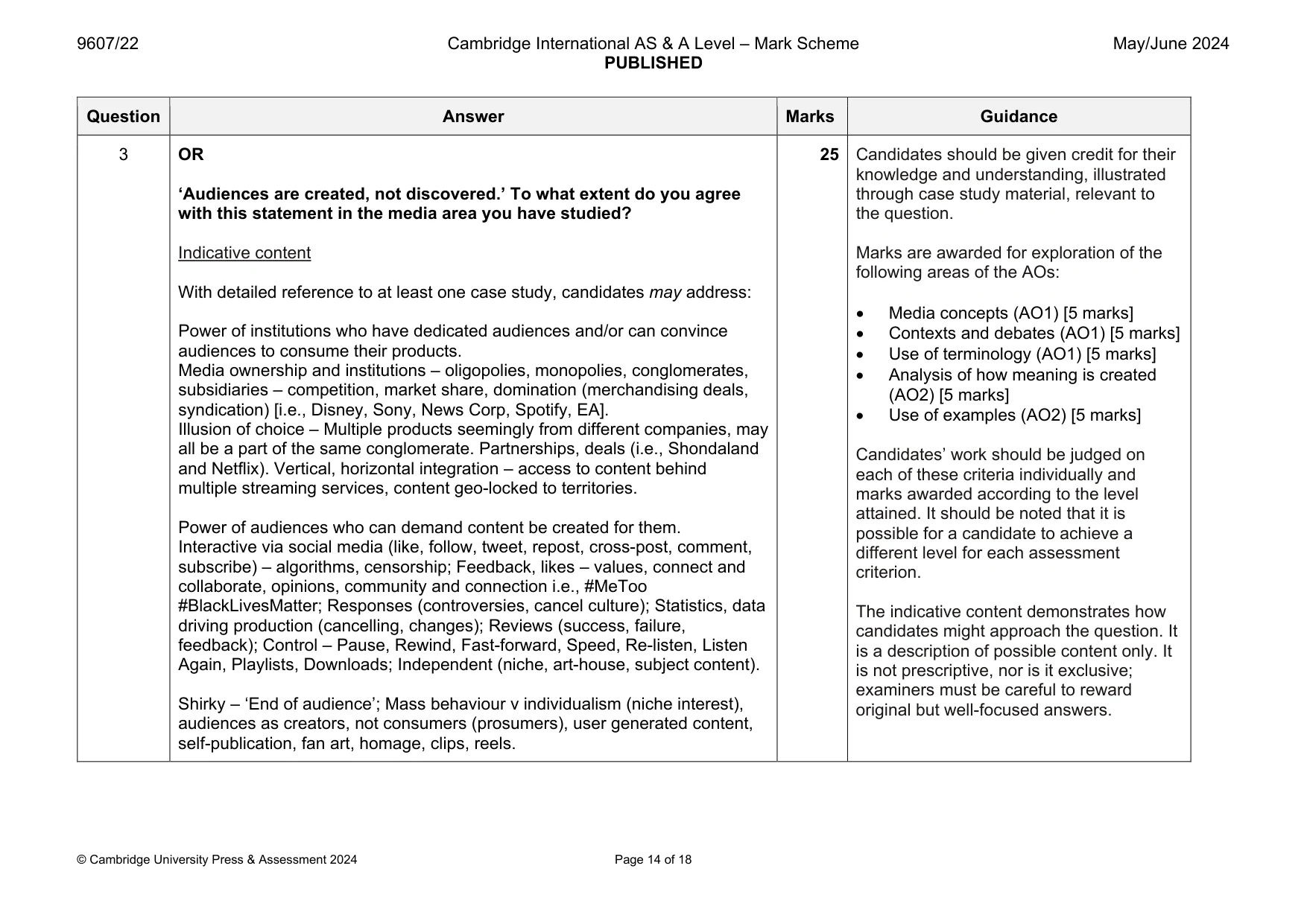 Mark scheme, page 14 of 18