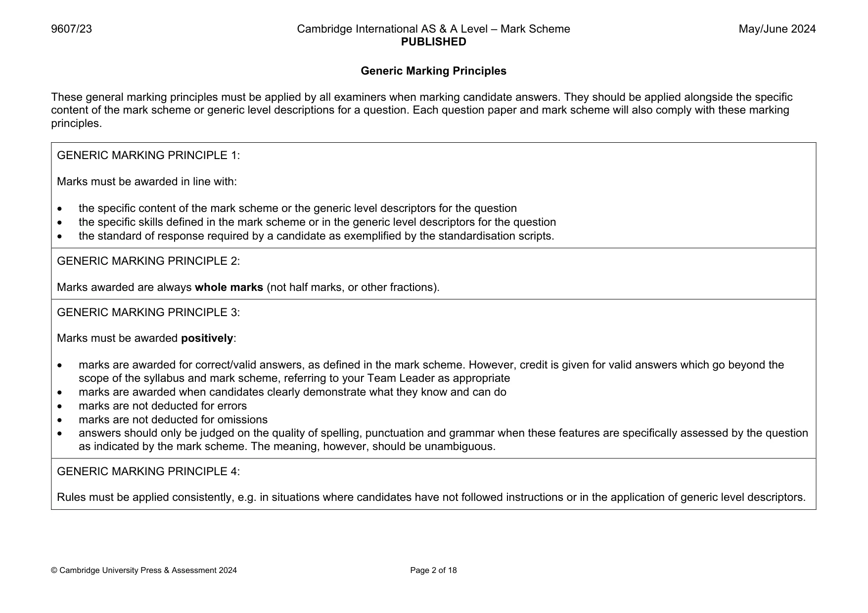 Mark scheme, page 2 of 18