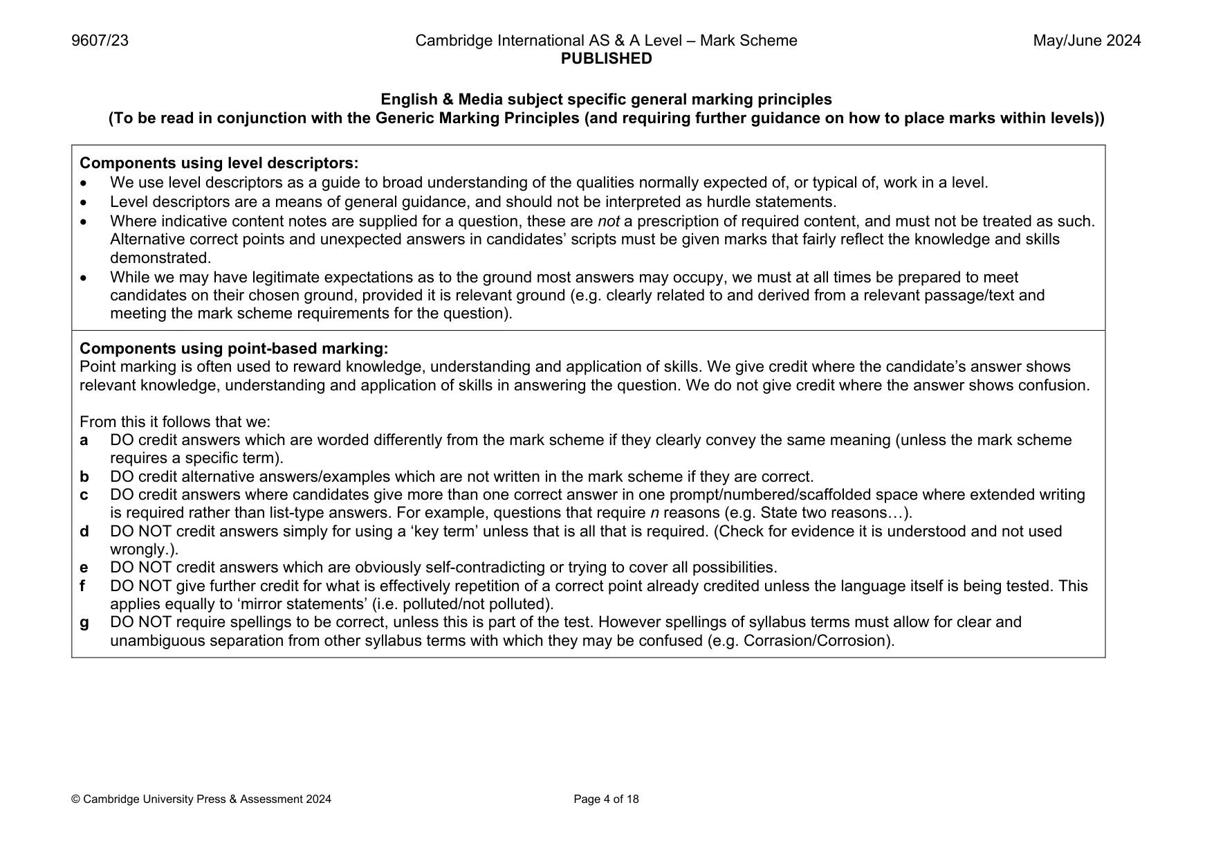 Mark scheme, page 4 of 18