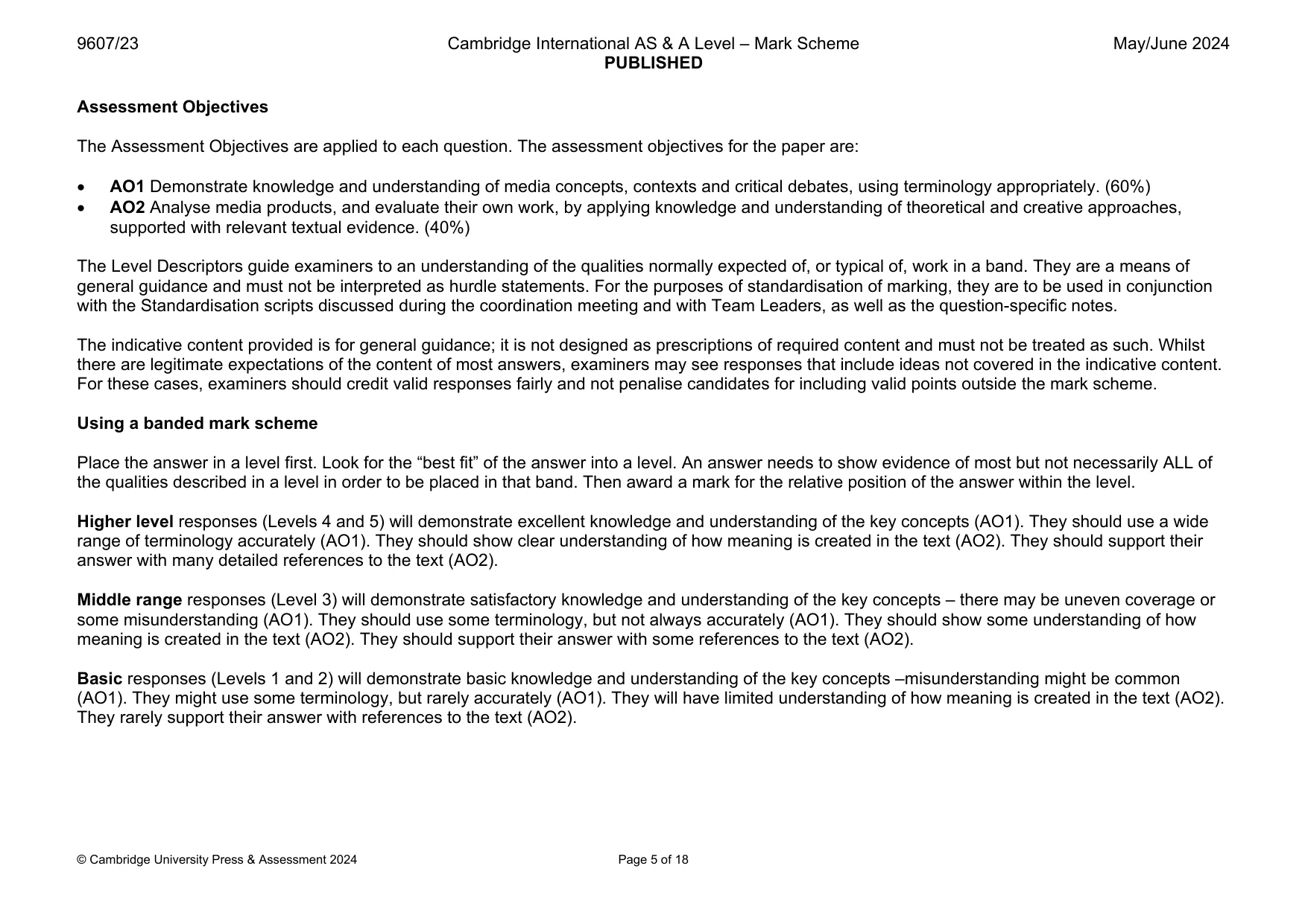Mark scheme, page 5 of 18
