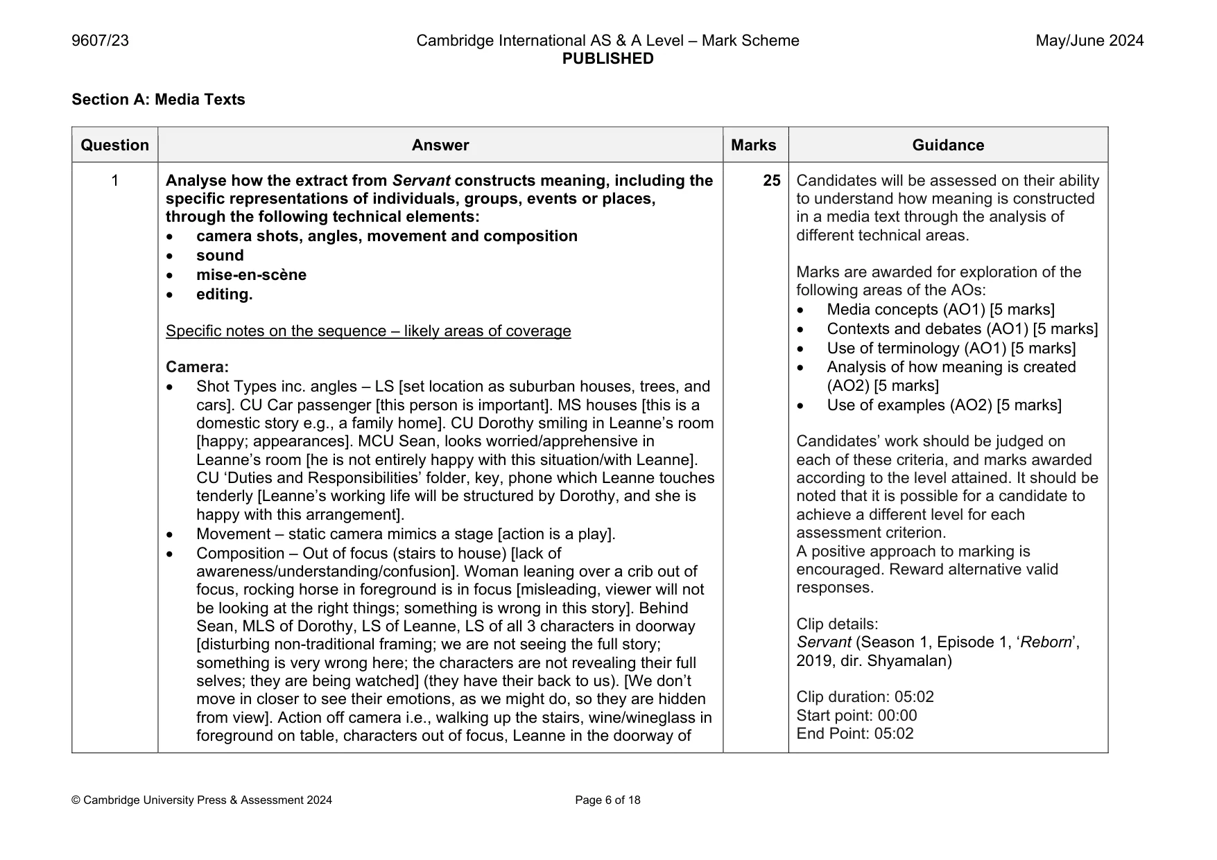 Mark scheme, page 6 of 18