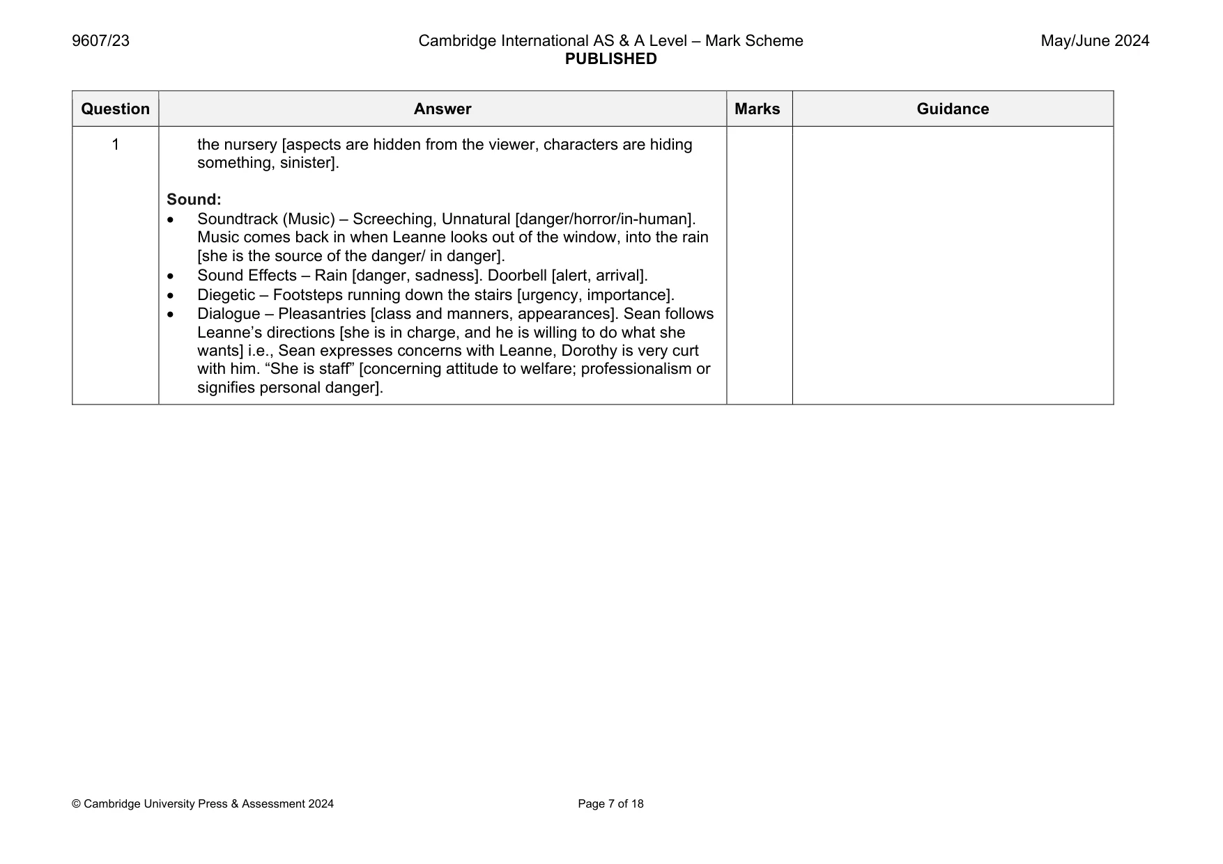 Mark scheme, page 7 of 18