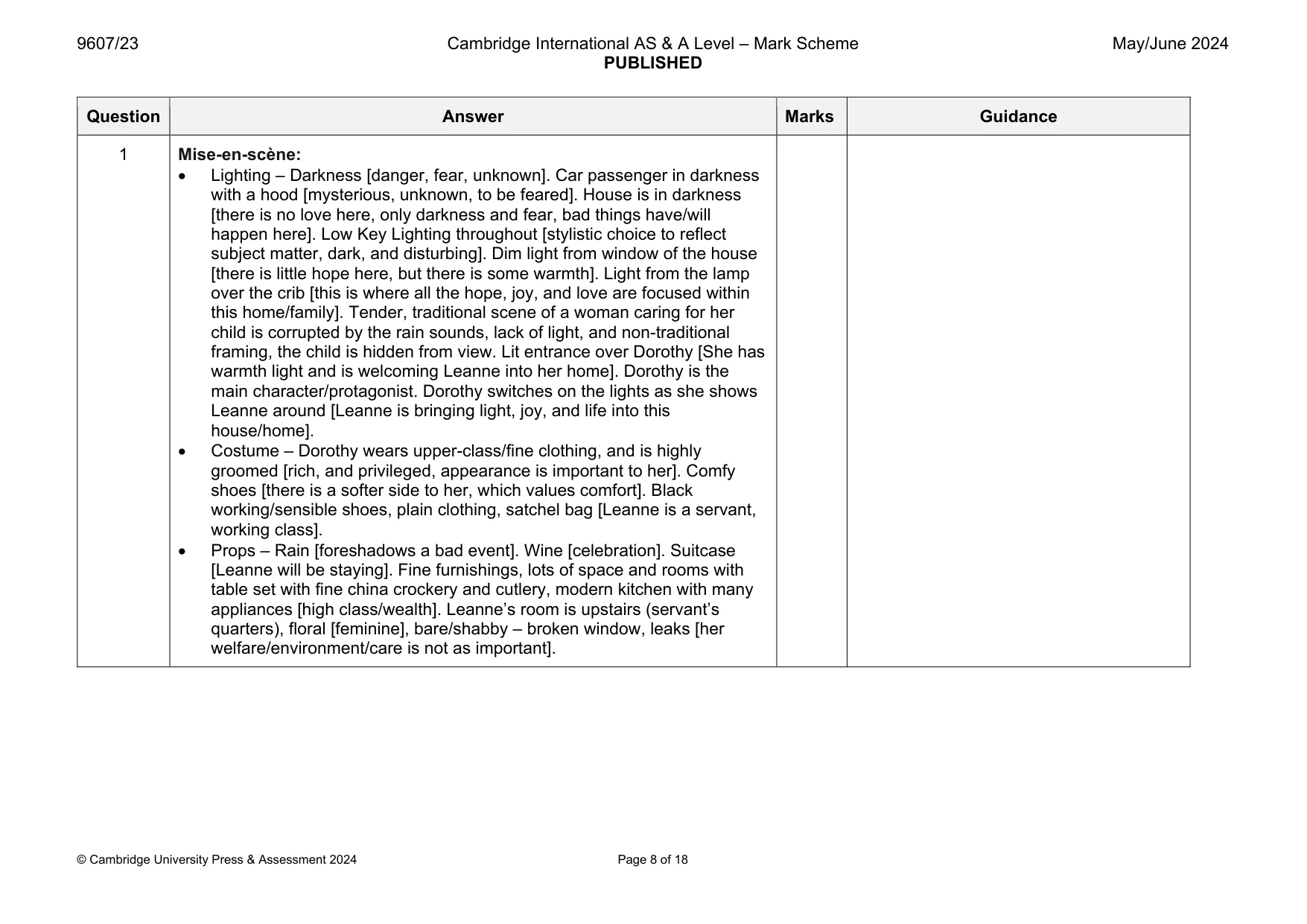 Mark scheme, page 8 of 18