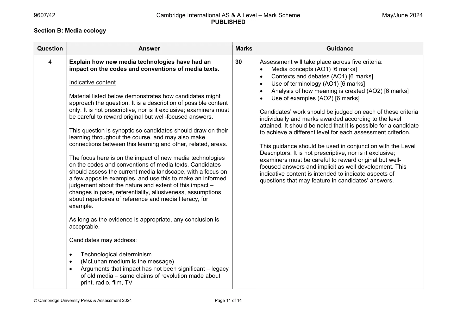 Mark scheme, page 11 of 14