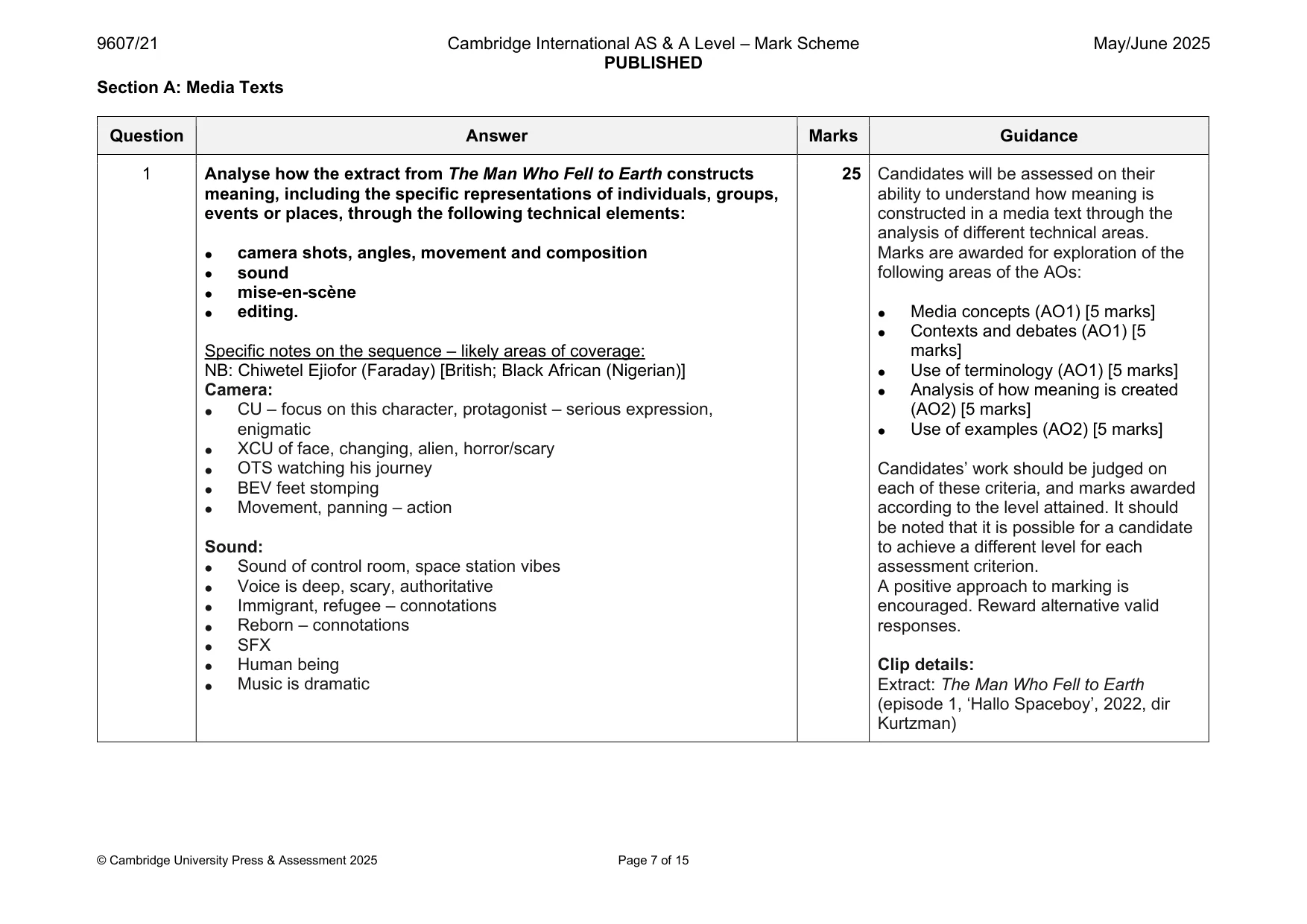 Mark scheme, page 7 of 15