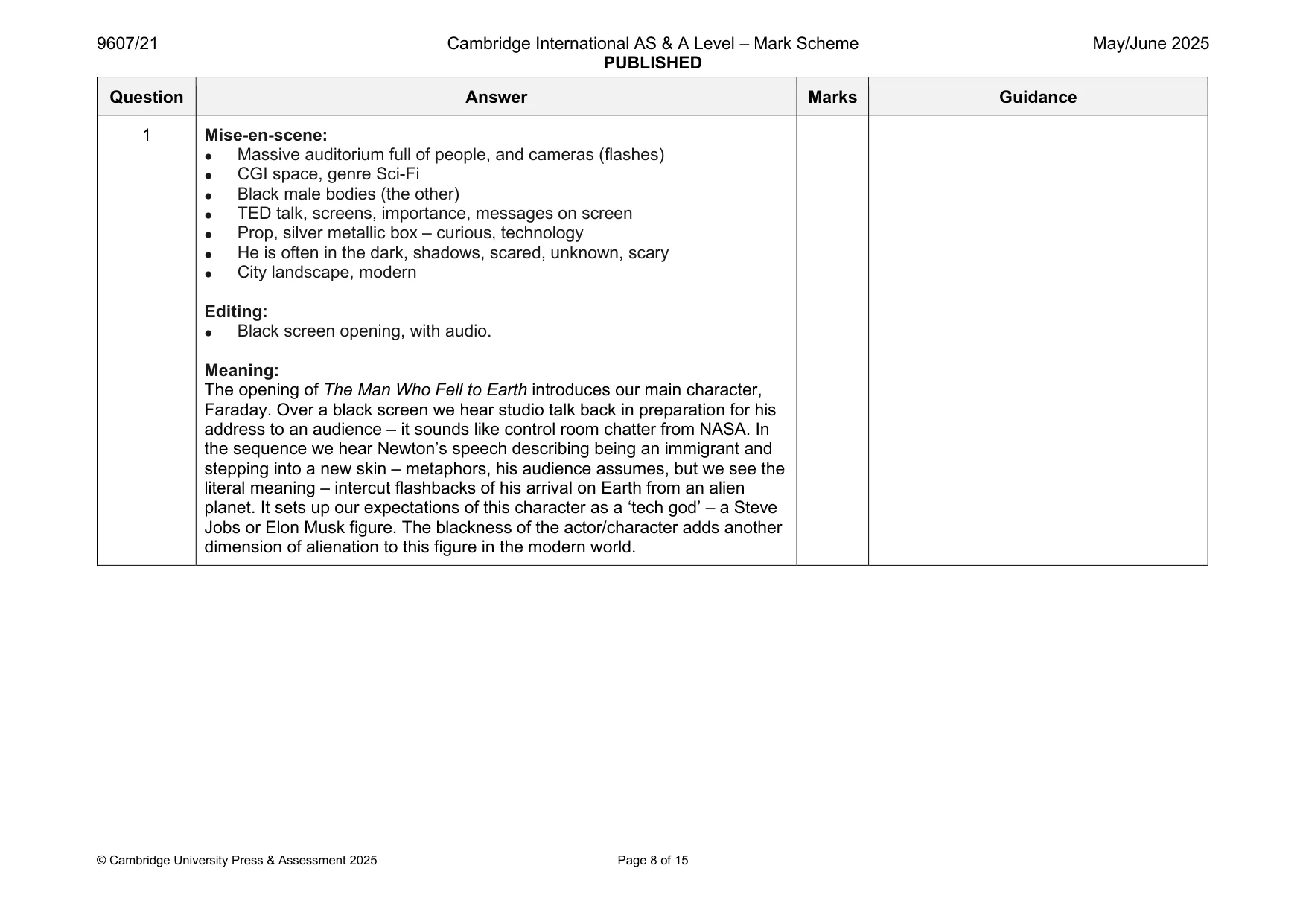 Mark scheme, page 8 of 15