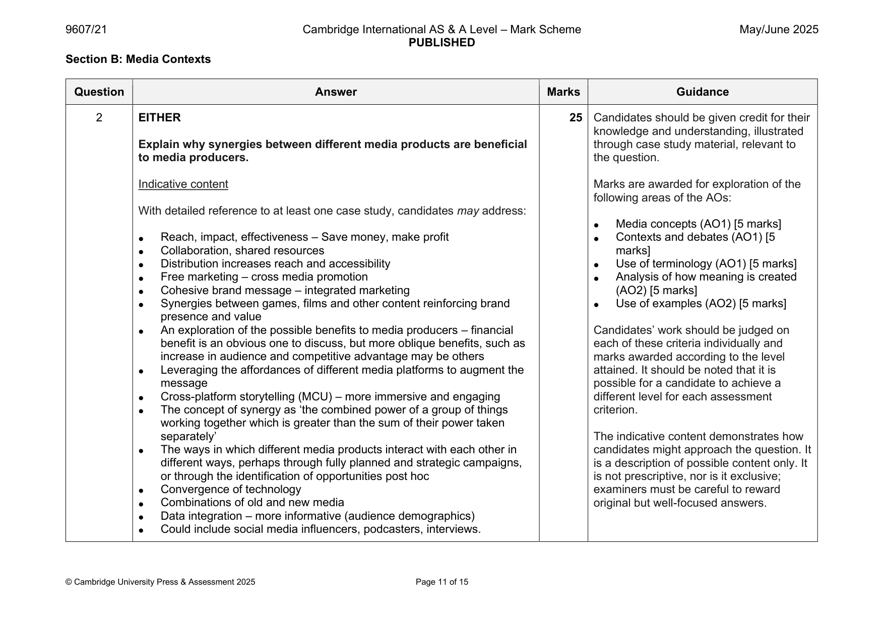 Mark scheme, page 11 of 15