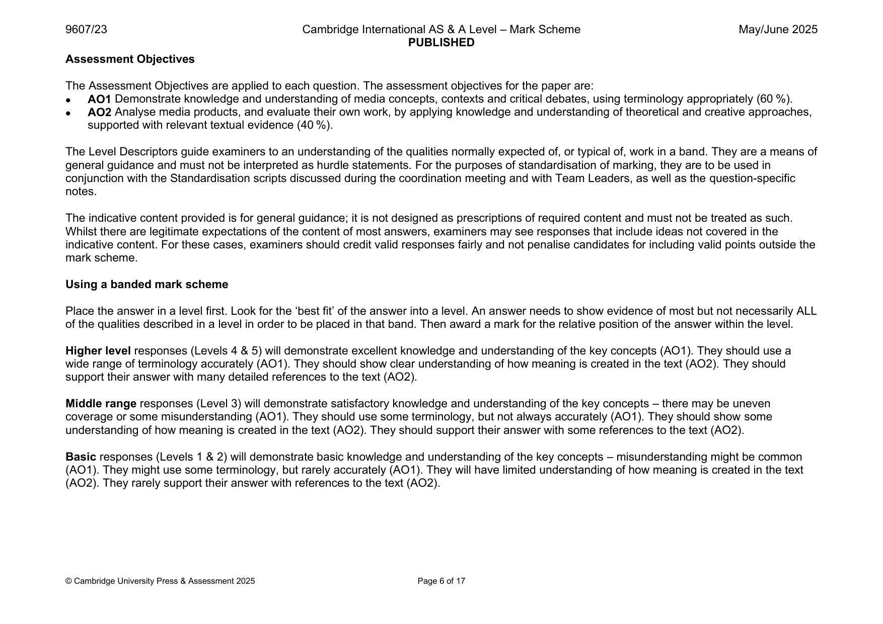 Mark scheme, page 6 of 17
