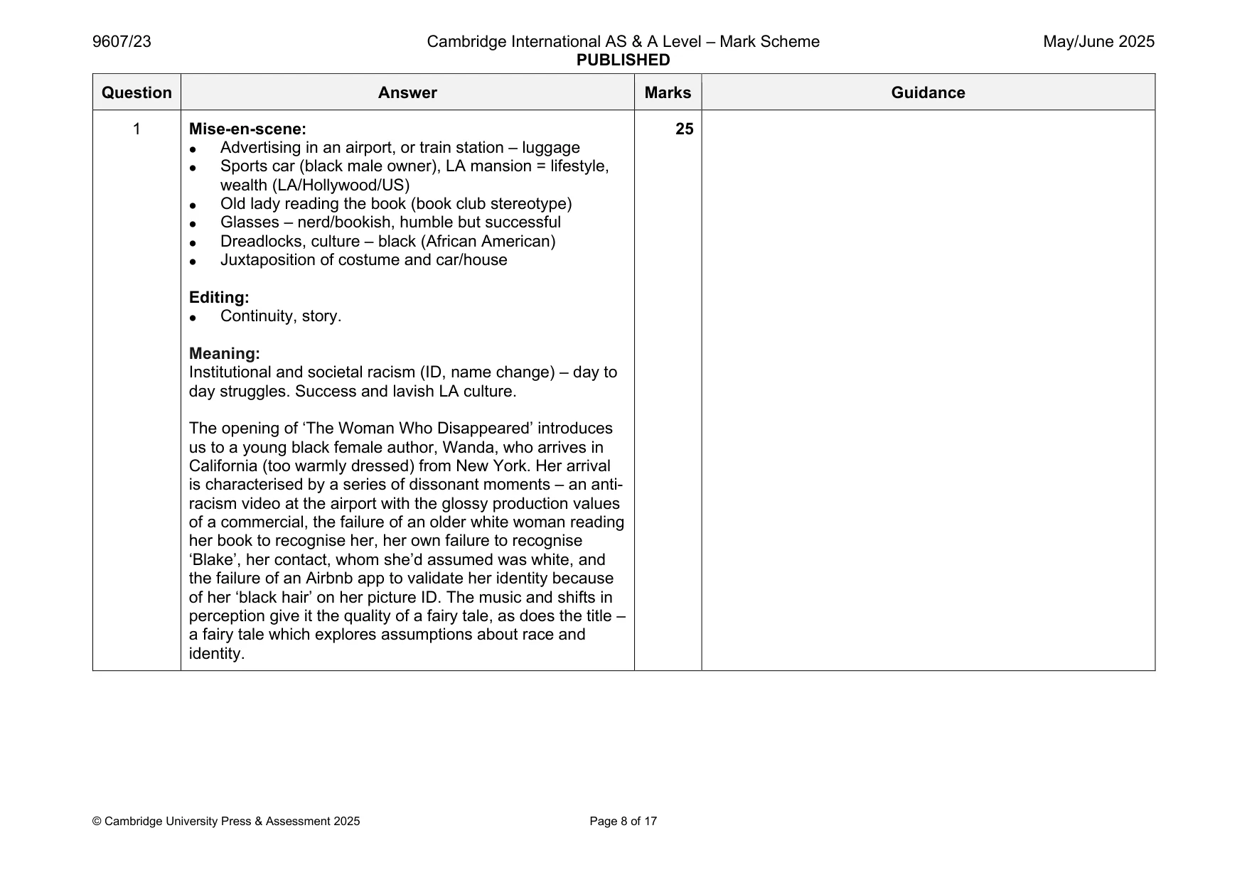 Mark scheme, page 8 of 17
