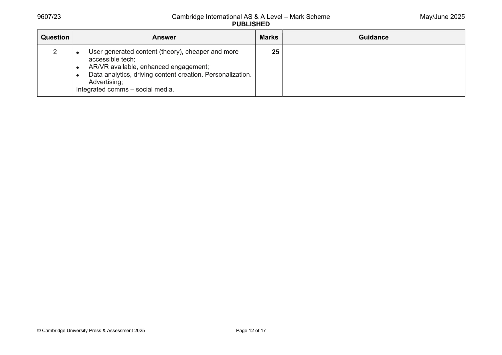 Mark scheme, page 12 of 17
