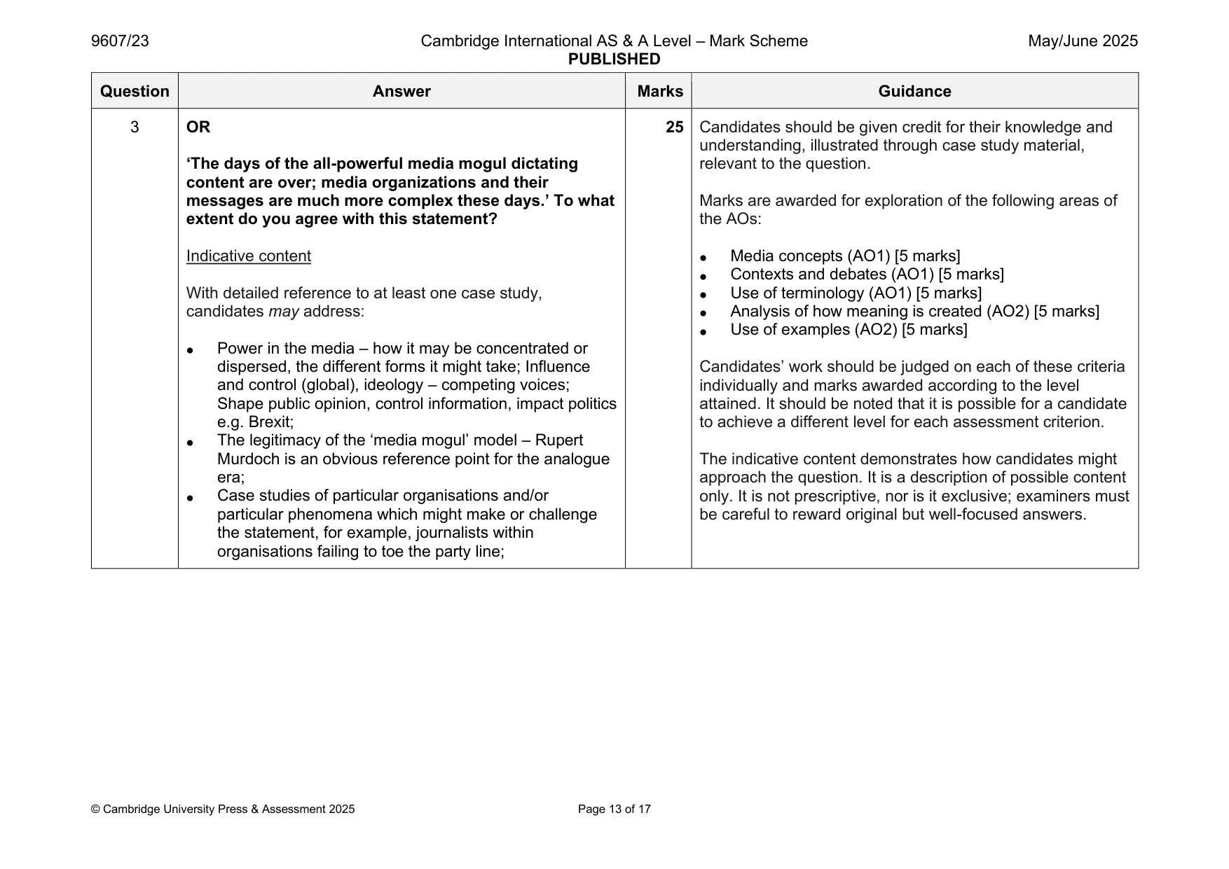 Mark scheme, page 13 of 17