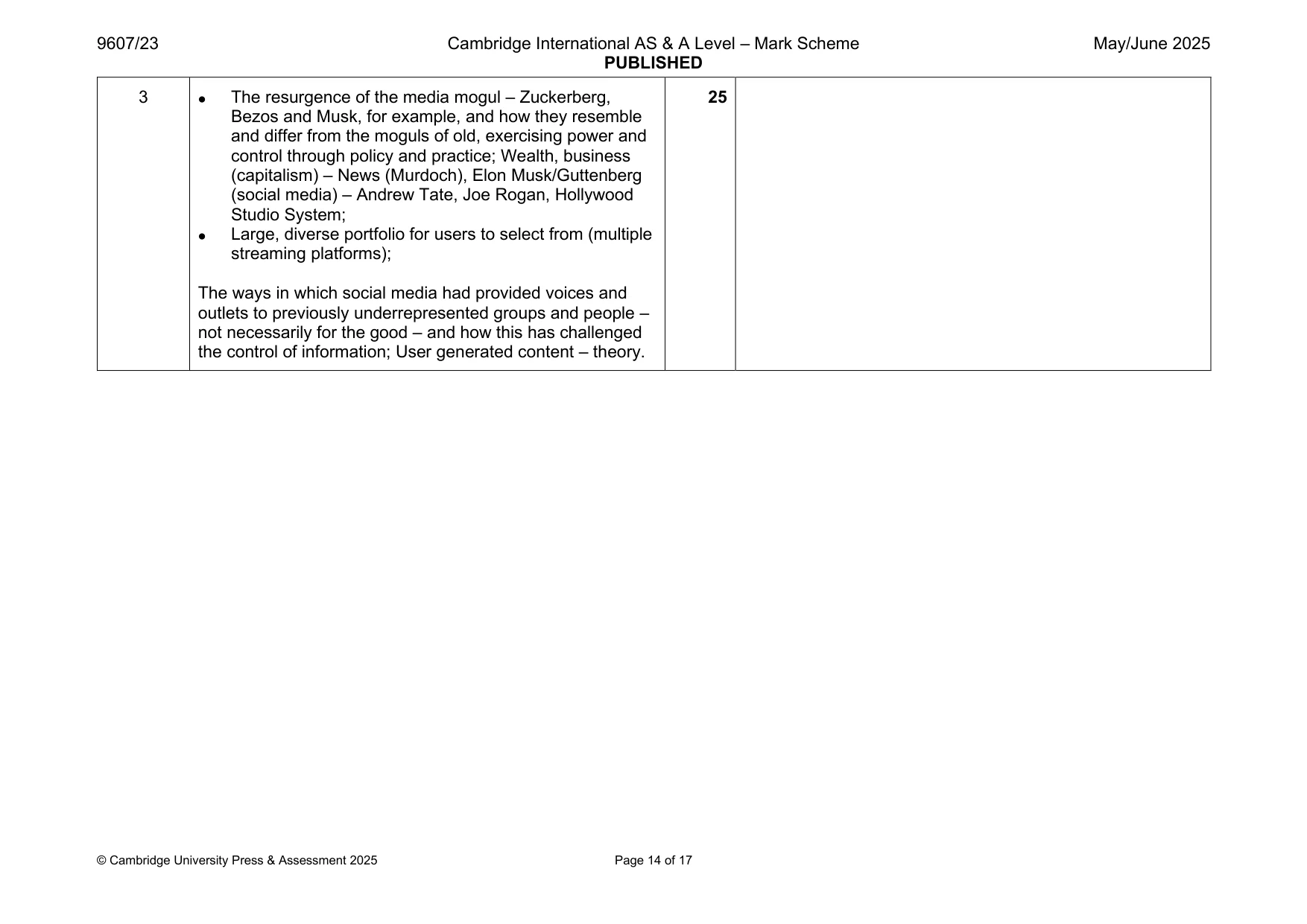 Mark scheme, page 14 of 17