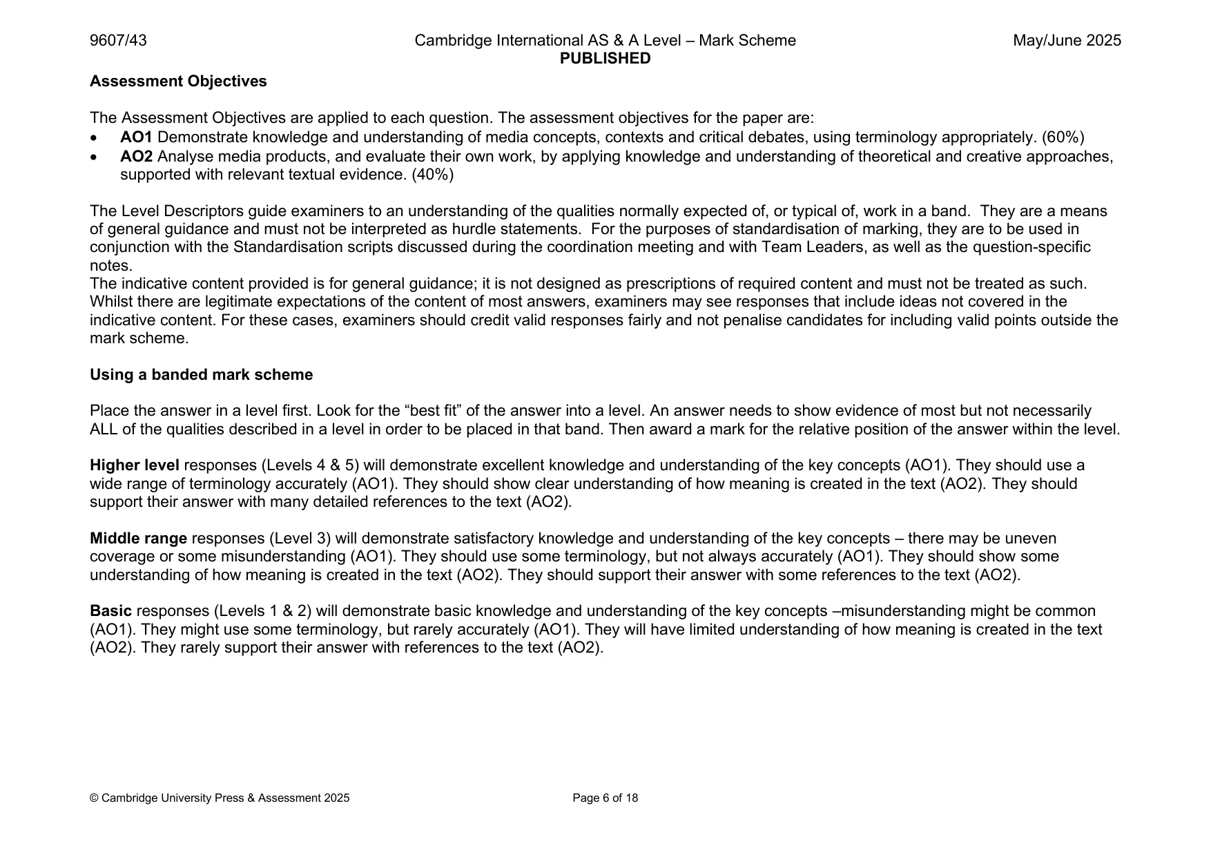 Mark scheme, page 6 of 18