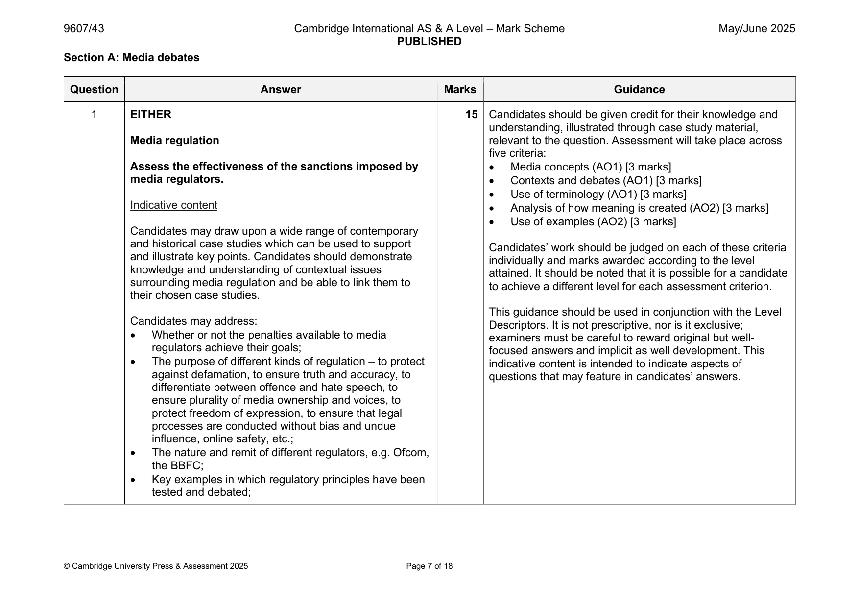 Mark scheme, page 7 of 18