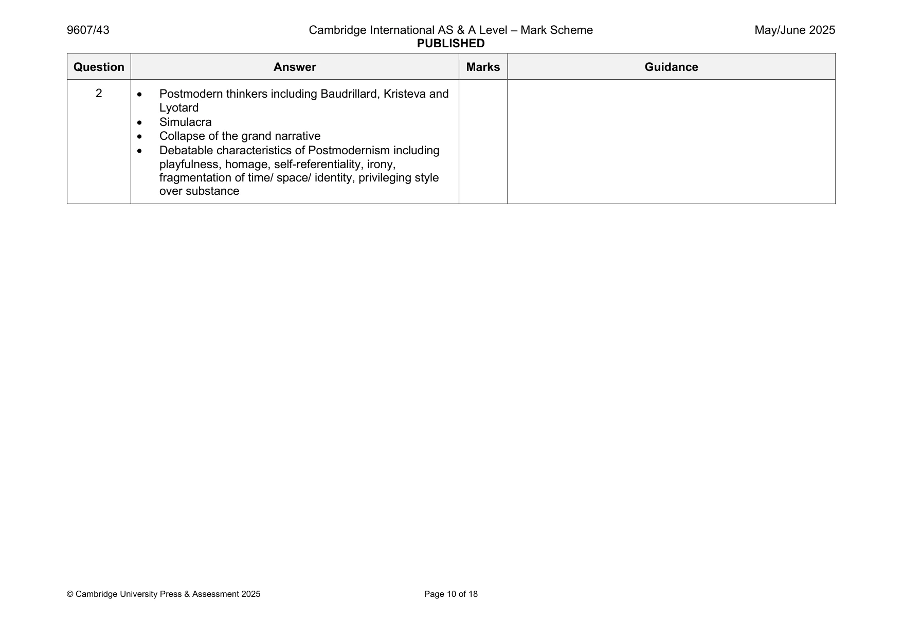 Mark scheme, page 10 of 18