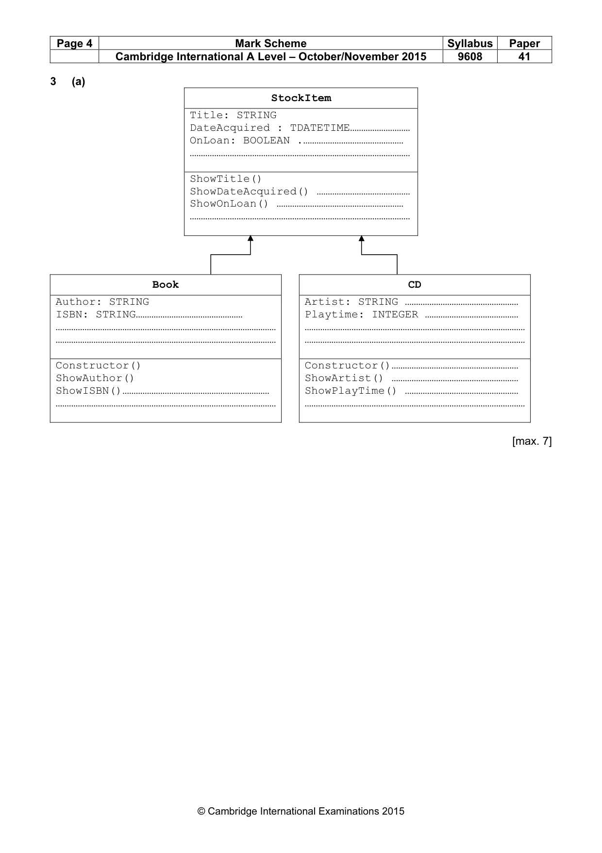 Mark scheme, page 4 of 10