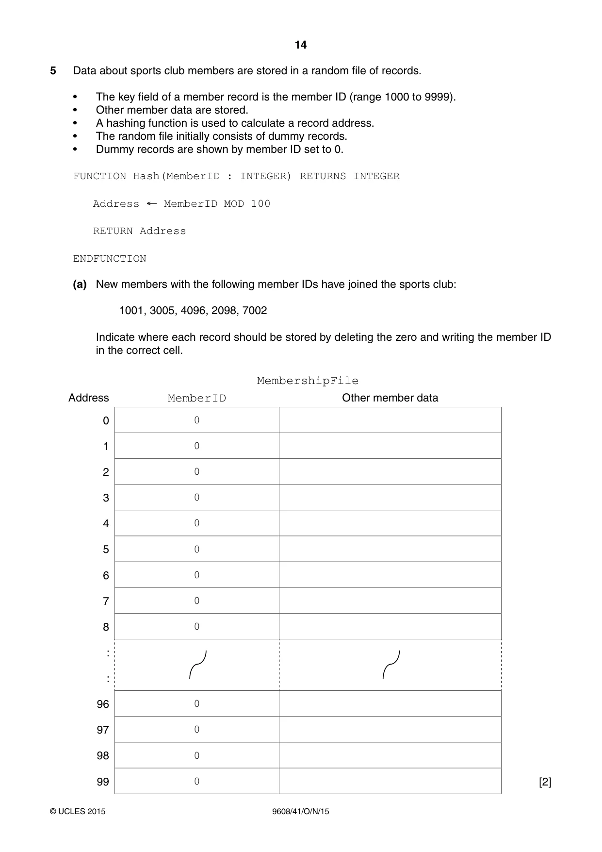Cambridge A Level Computer Science 9608 2015 Oct/Nov Paper 4 · Variant 1 question paper, page 14 of 16
