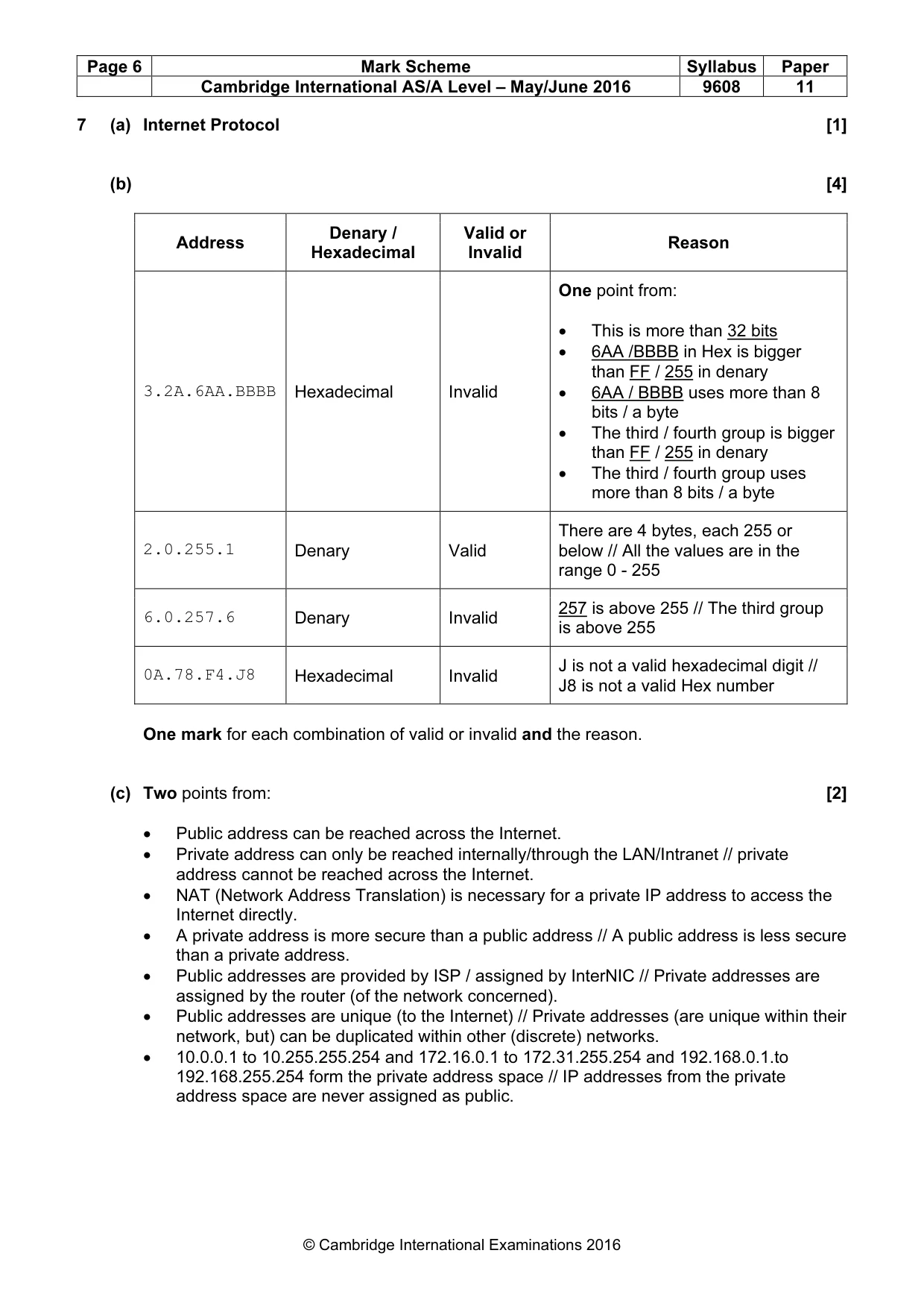 Mark scheme, page 6 of 10
