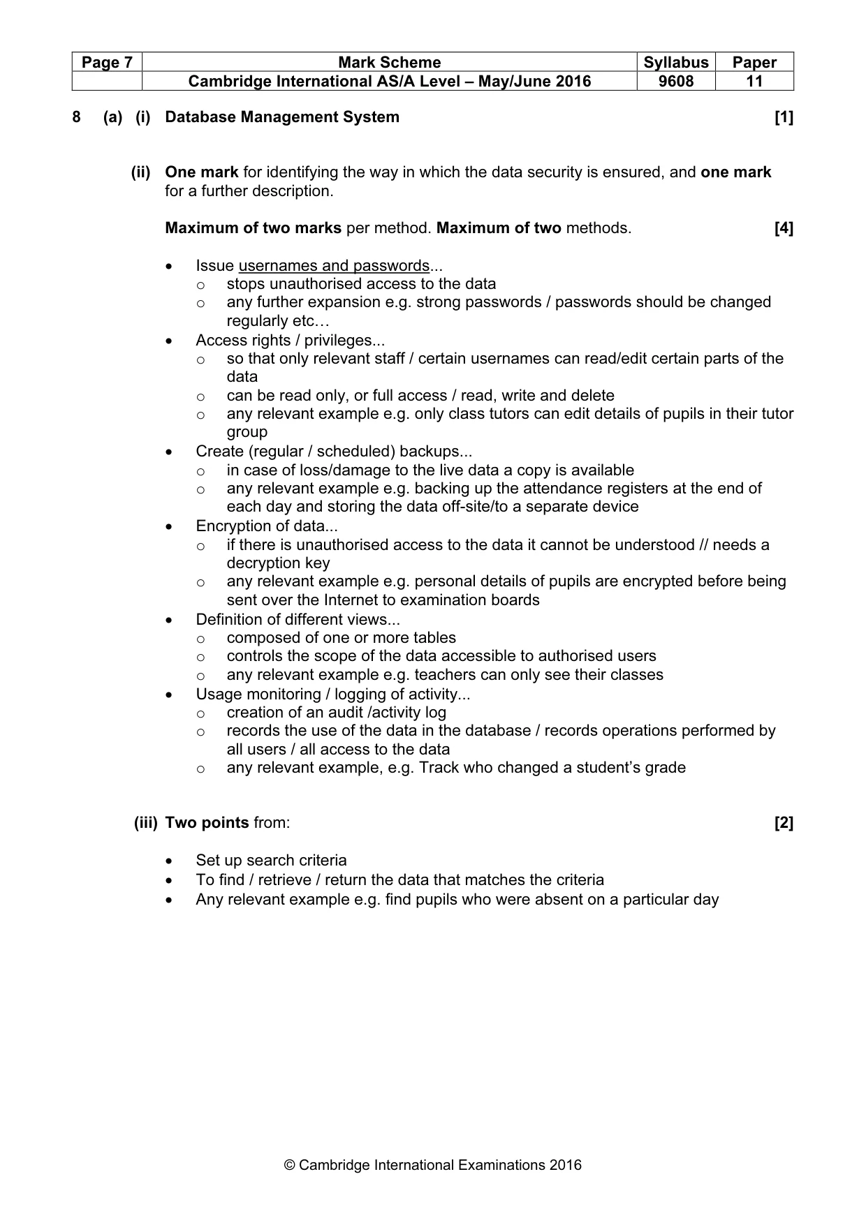 Mark scheme, page 7 of 10