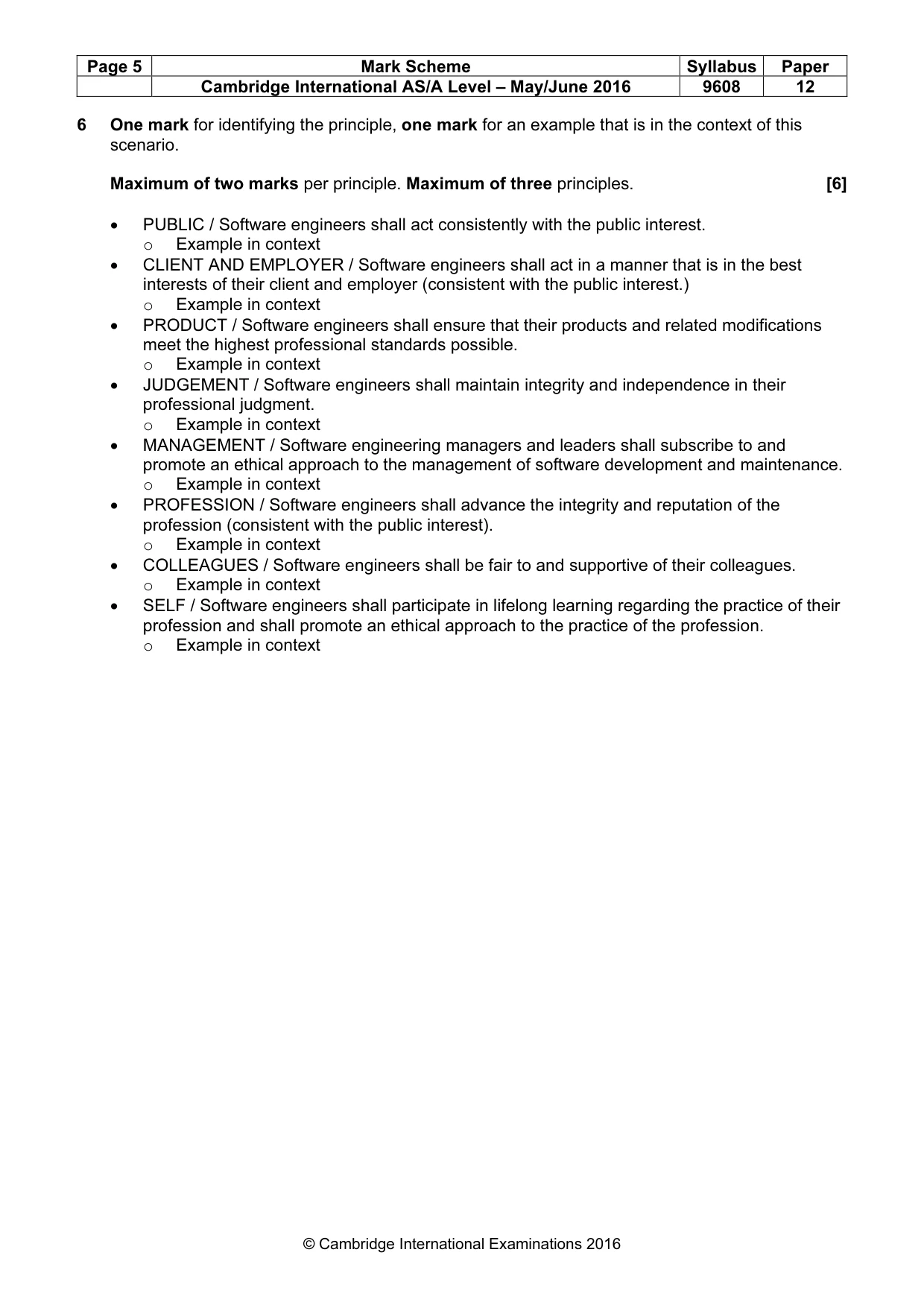 Mark scheme, page 5 of 10