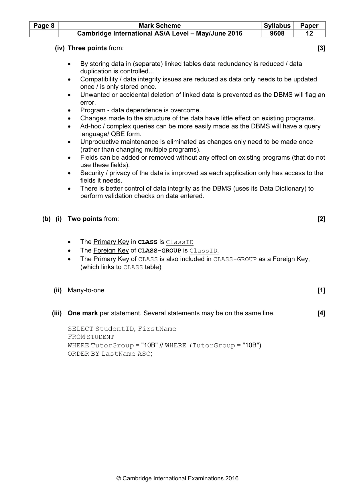 Mark scheme, page 8 of 10