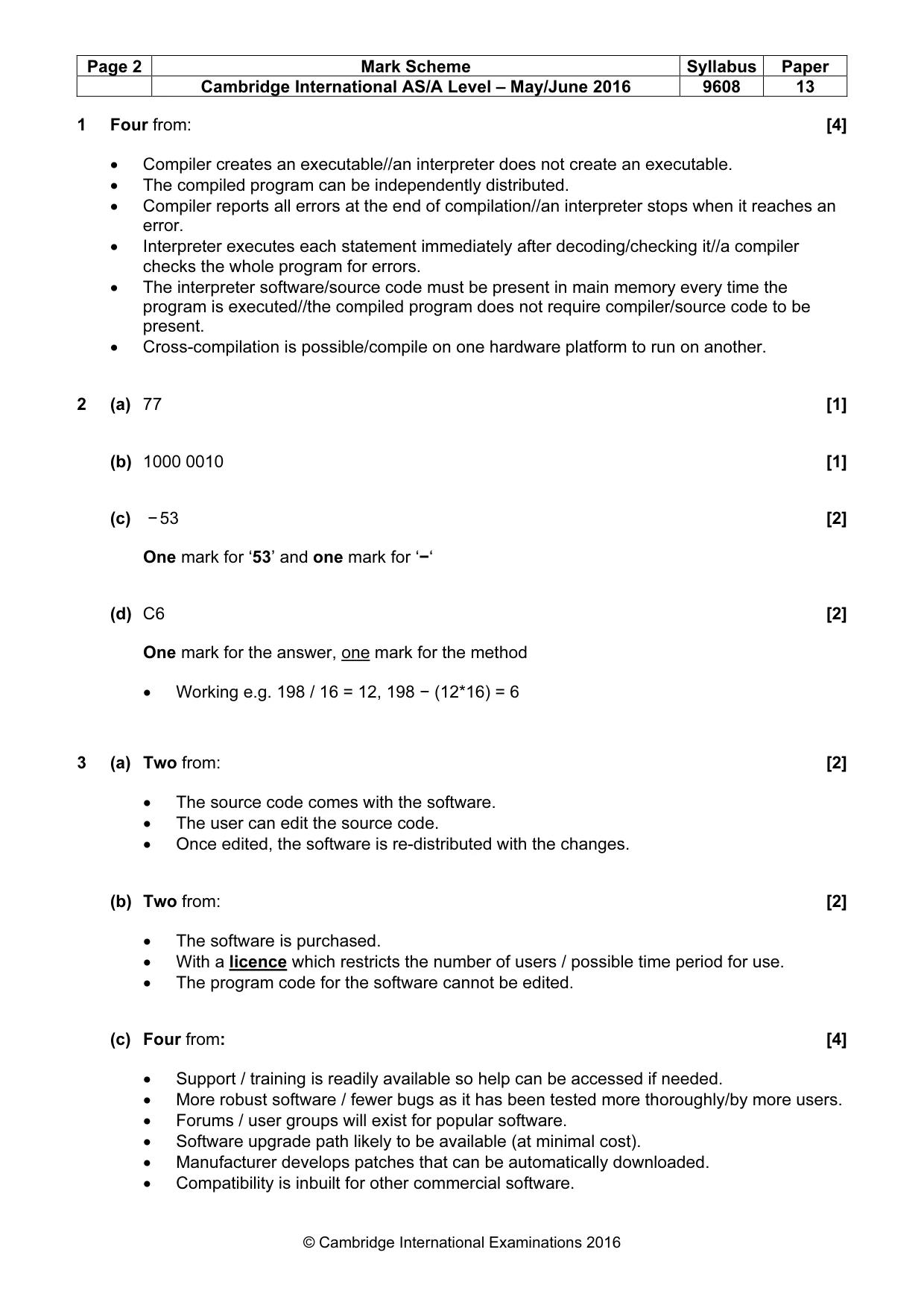 Mark scheme, page 2 of 7
