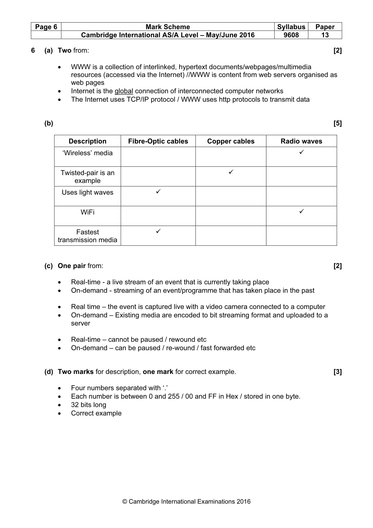 Mark scheme, page 6 of 7