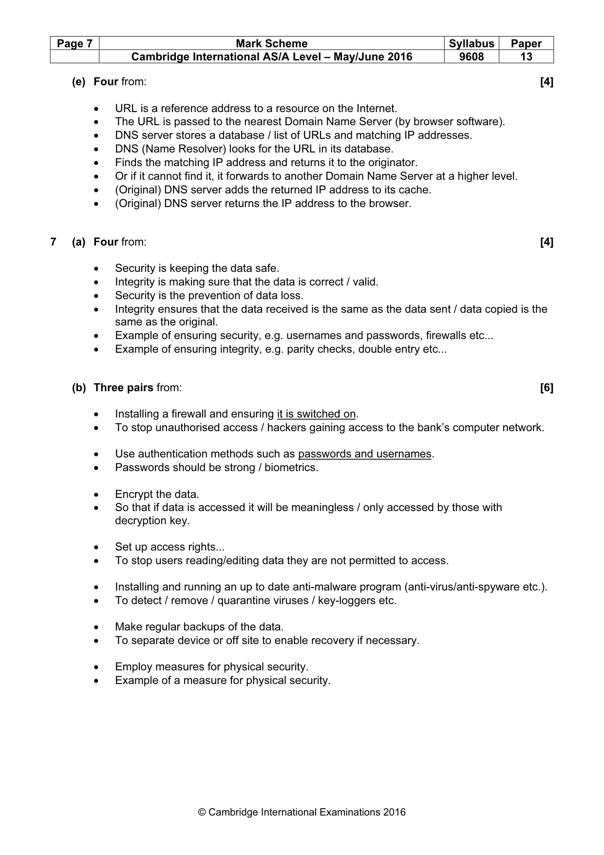 Mark scheme, page 7 of 7