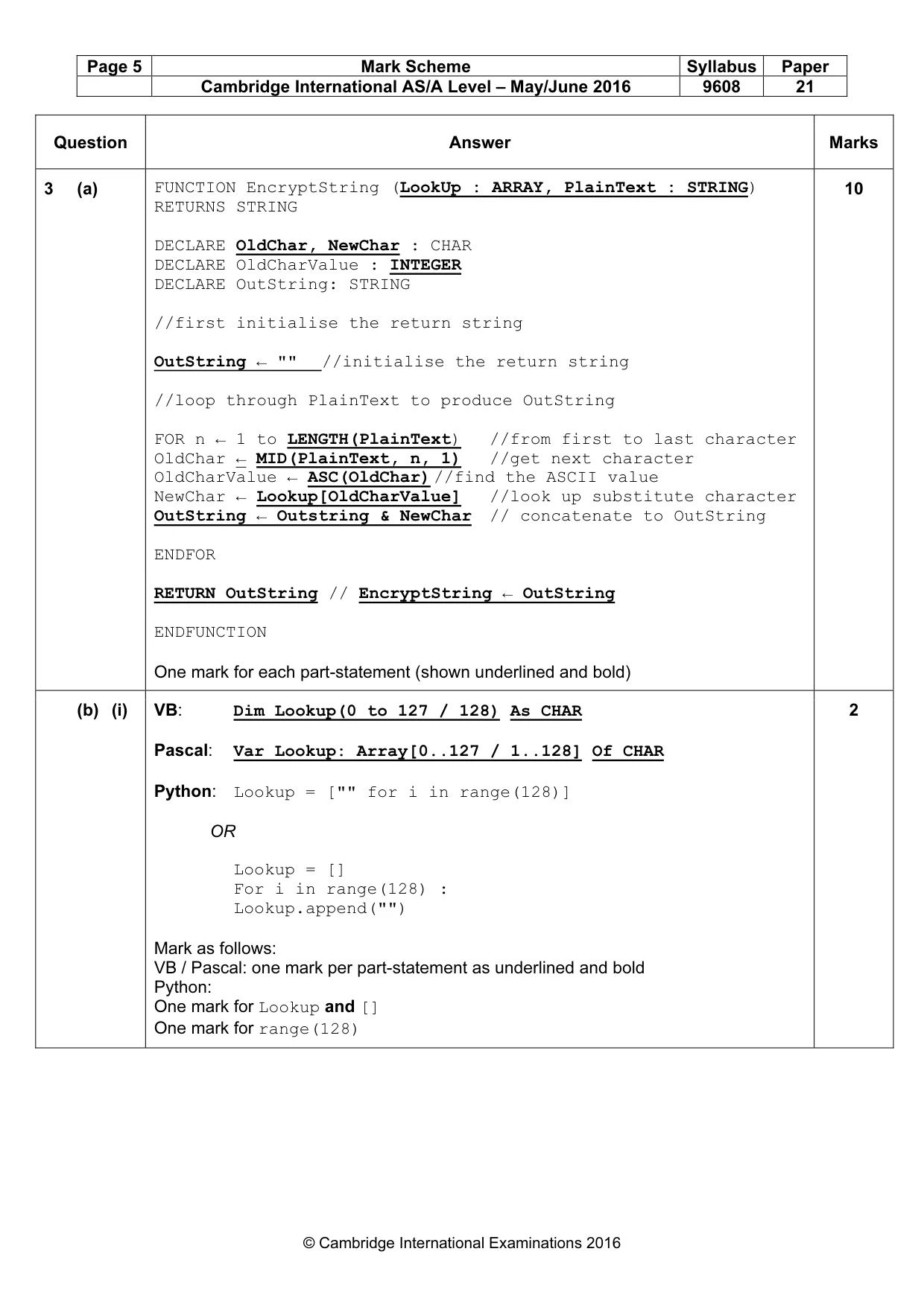 Mark scheme, page 5 of 14