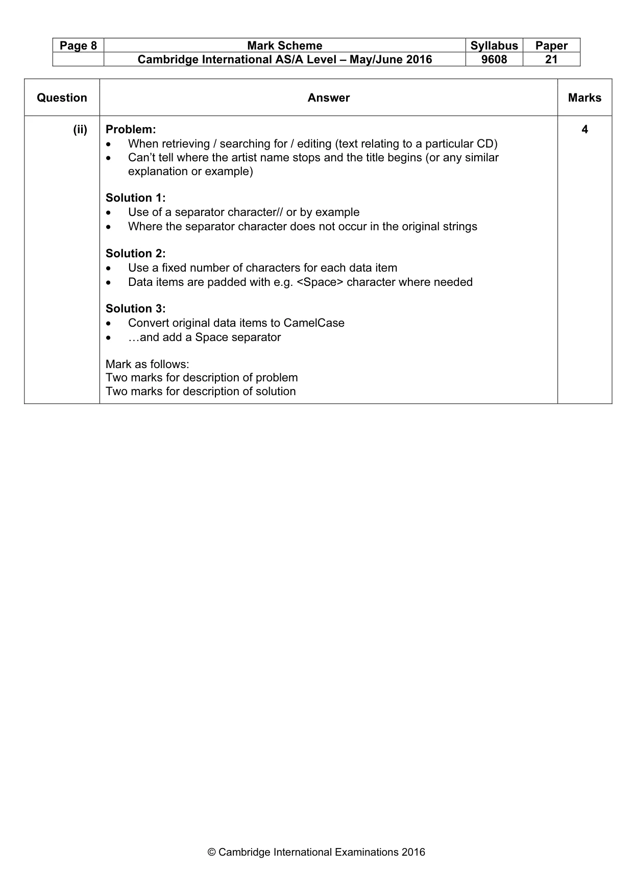 Mark scheme, page 8 of 14