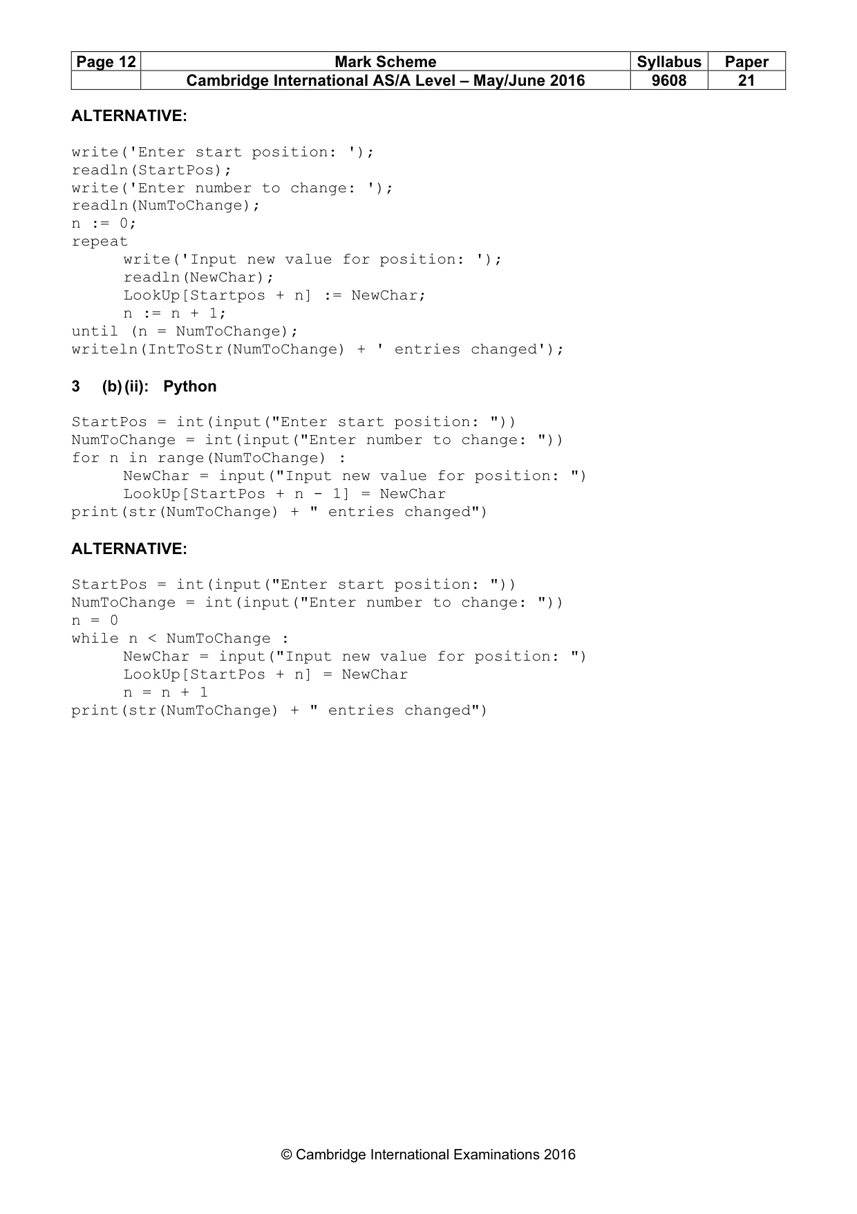 Mark scheme, page 12 of 14