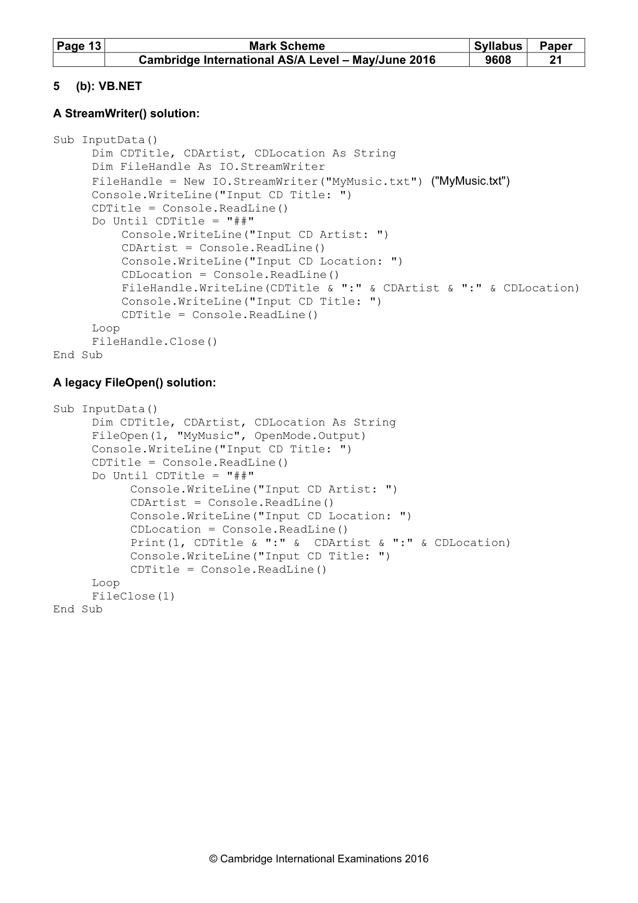 Mark scheme, page 13 of 14