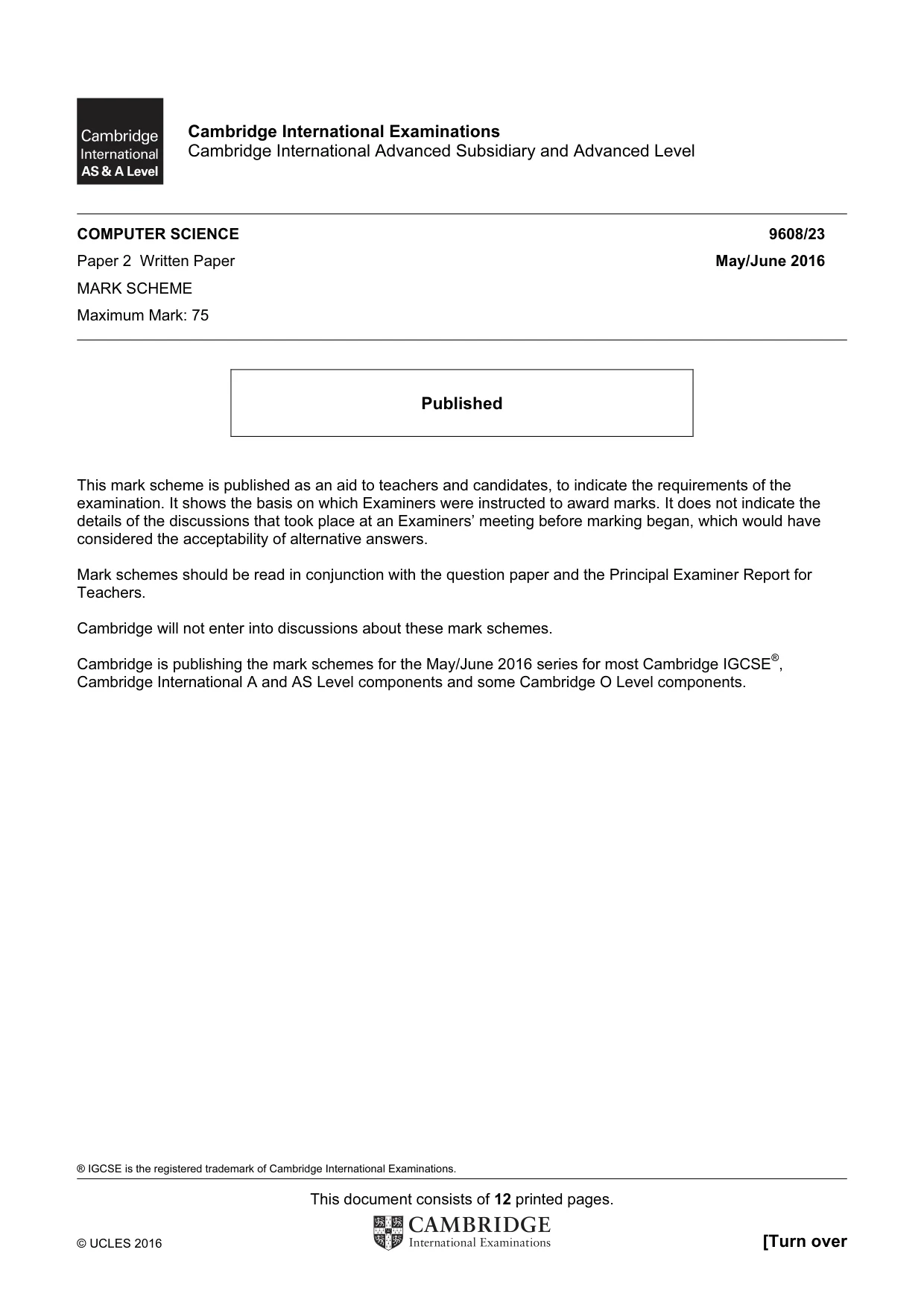 Mark scheme, page 1 of 12