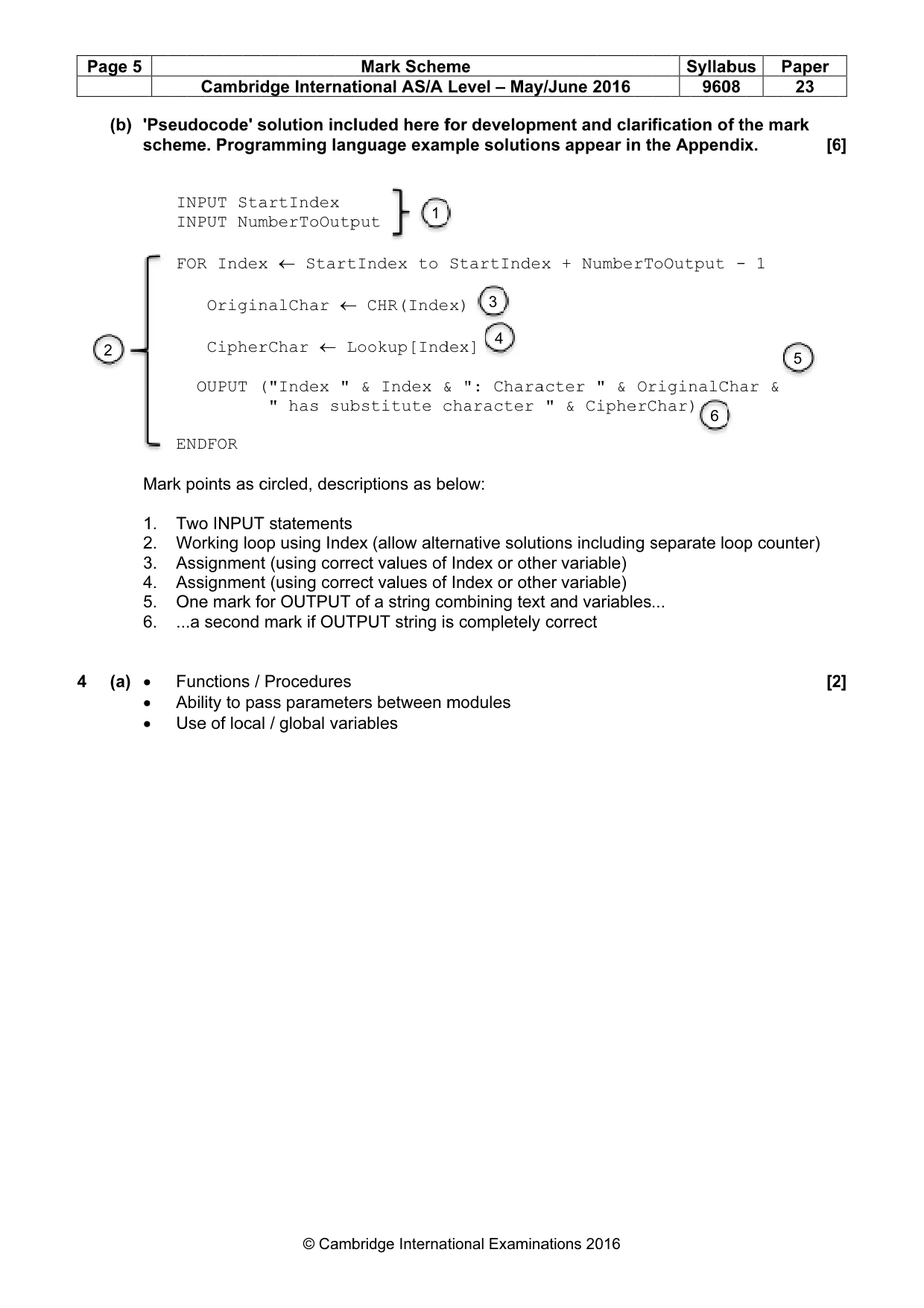 Mark scheme, page 5 of 12