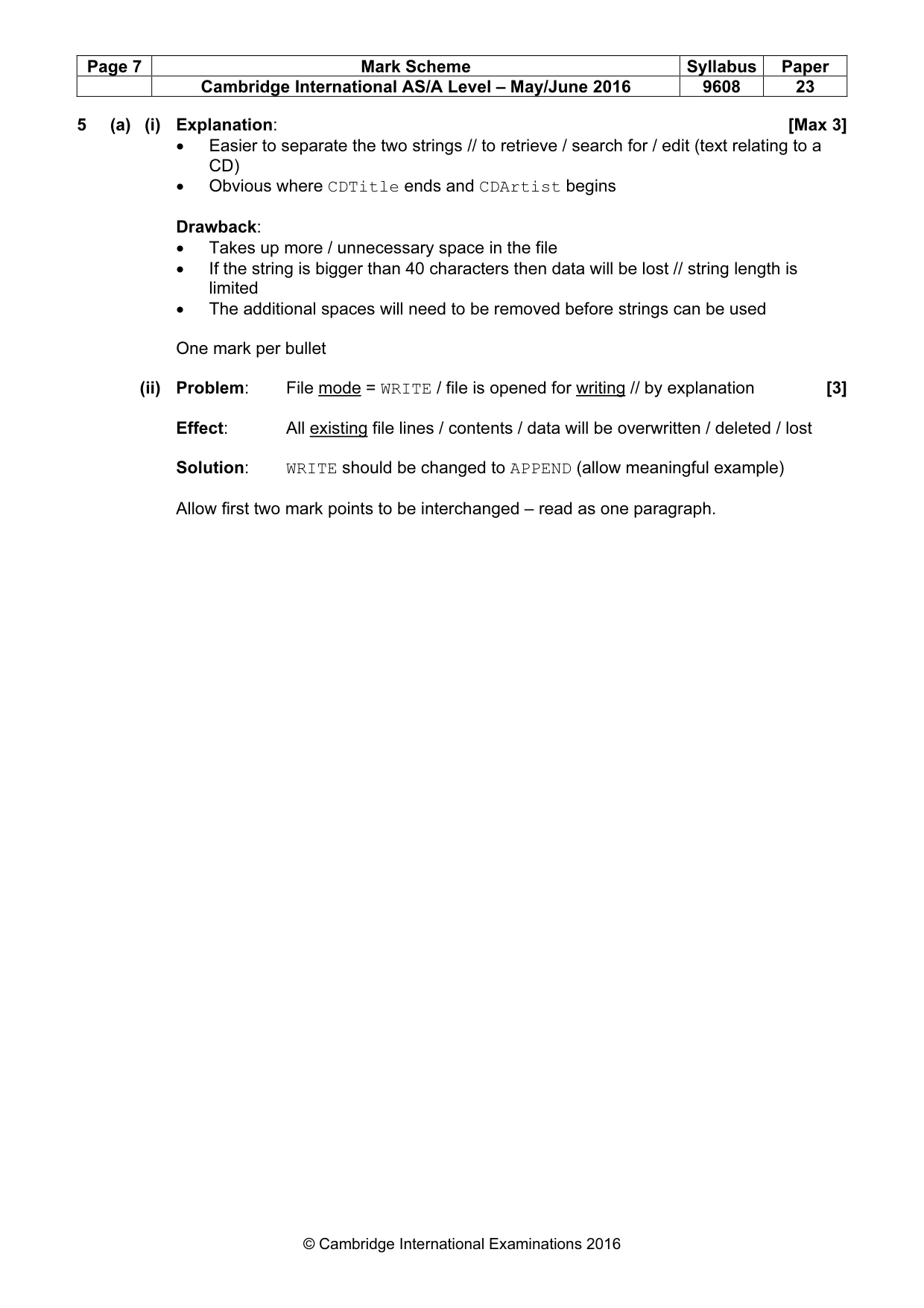 Mark scheme, page 7 of 12