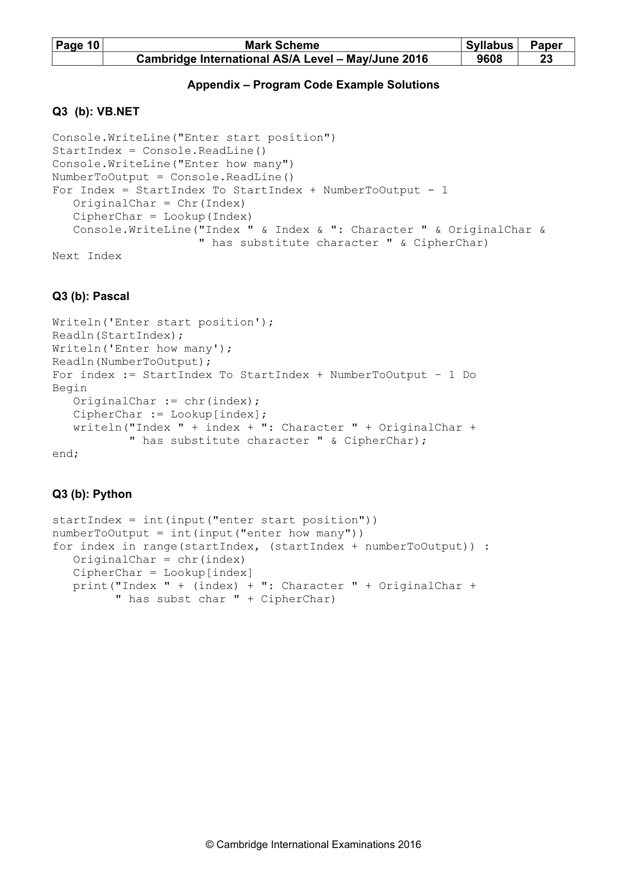 Mark scheme, page 10 of 12