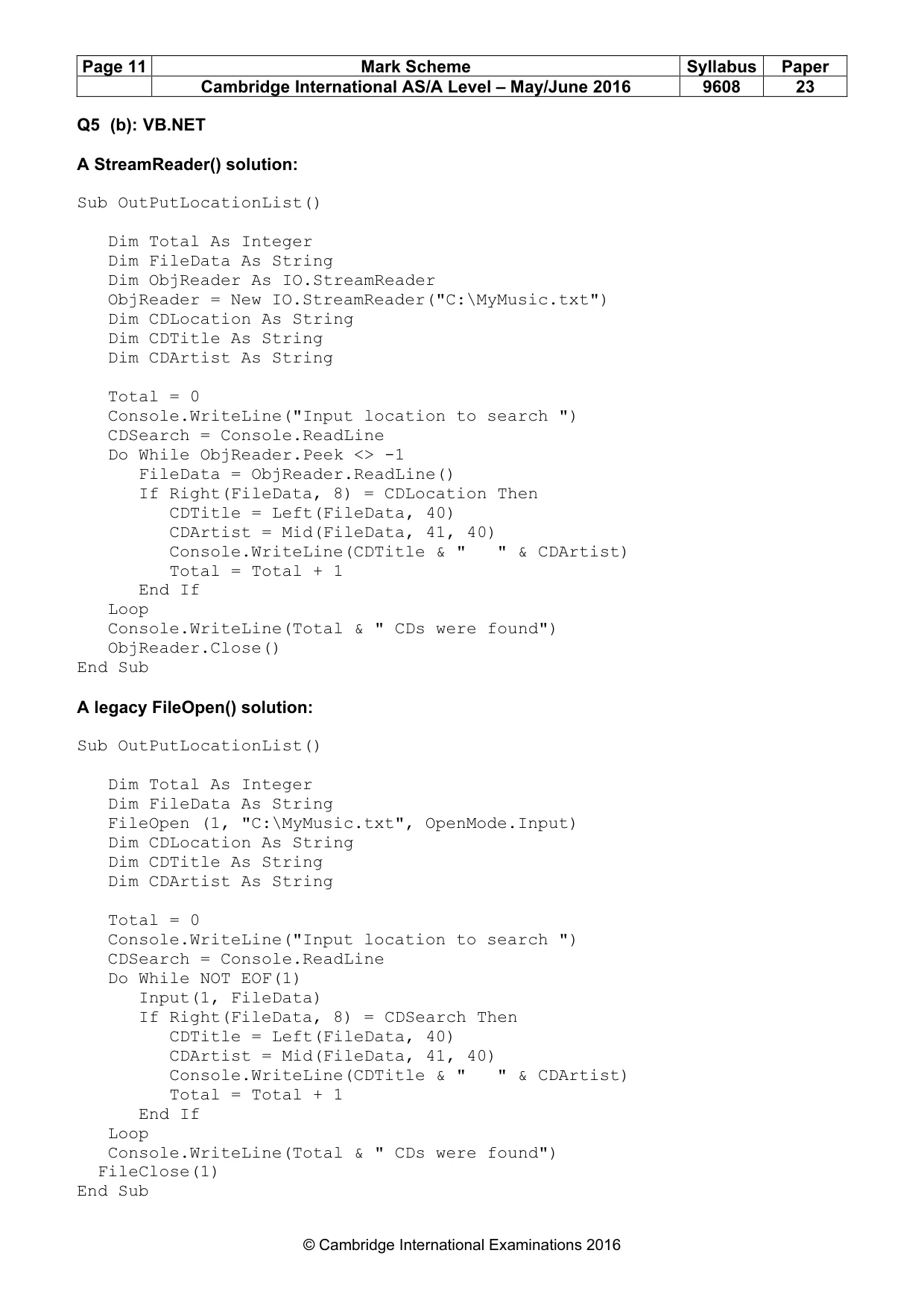Mark scheme, page 11 of 12