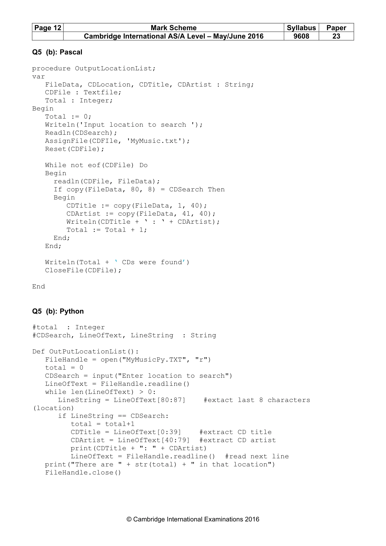 Mark scheme, page 12 of 12