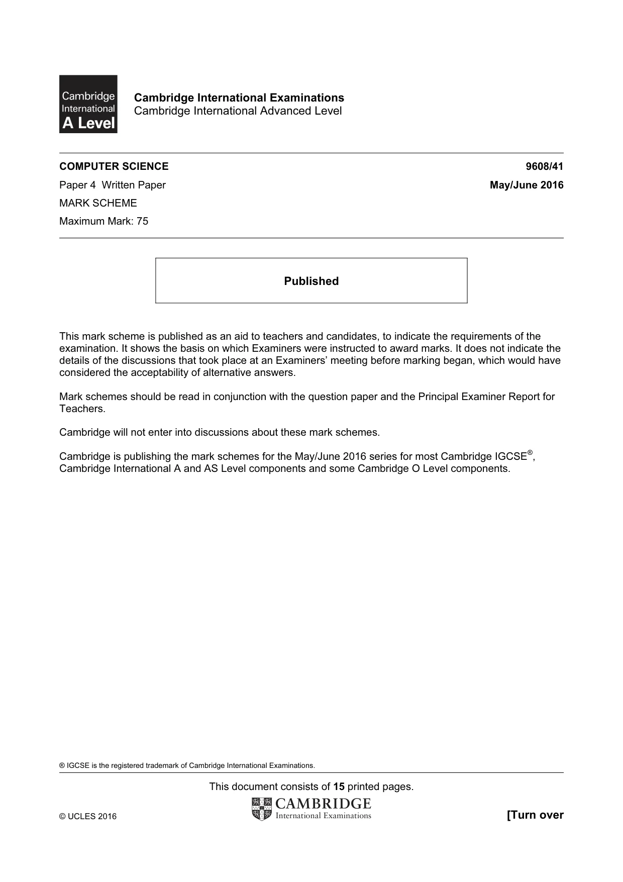Mark scheme, page 1 of 15