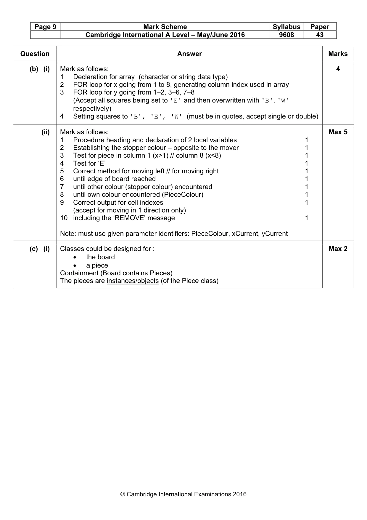 Mark scheme, page 9 of 15