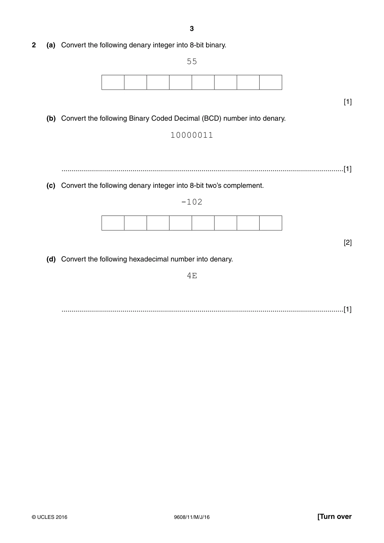 Cambridge A Level Computer Science 9608 2016 May/June Paper 1 · Variant 1 question paper, page 3 of 16